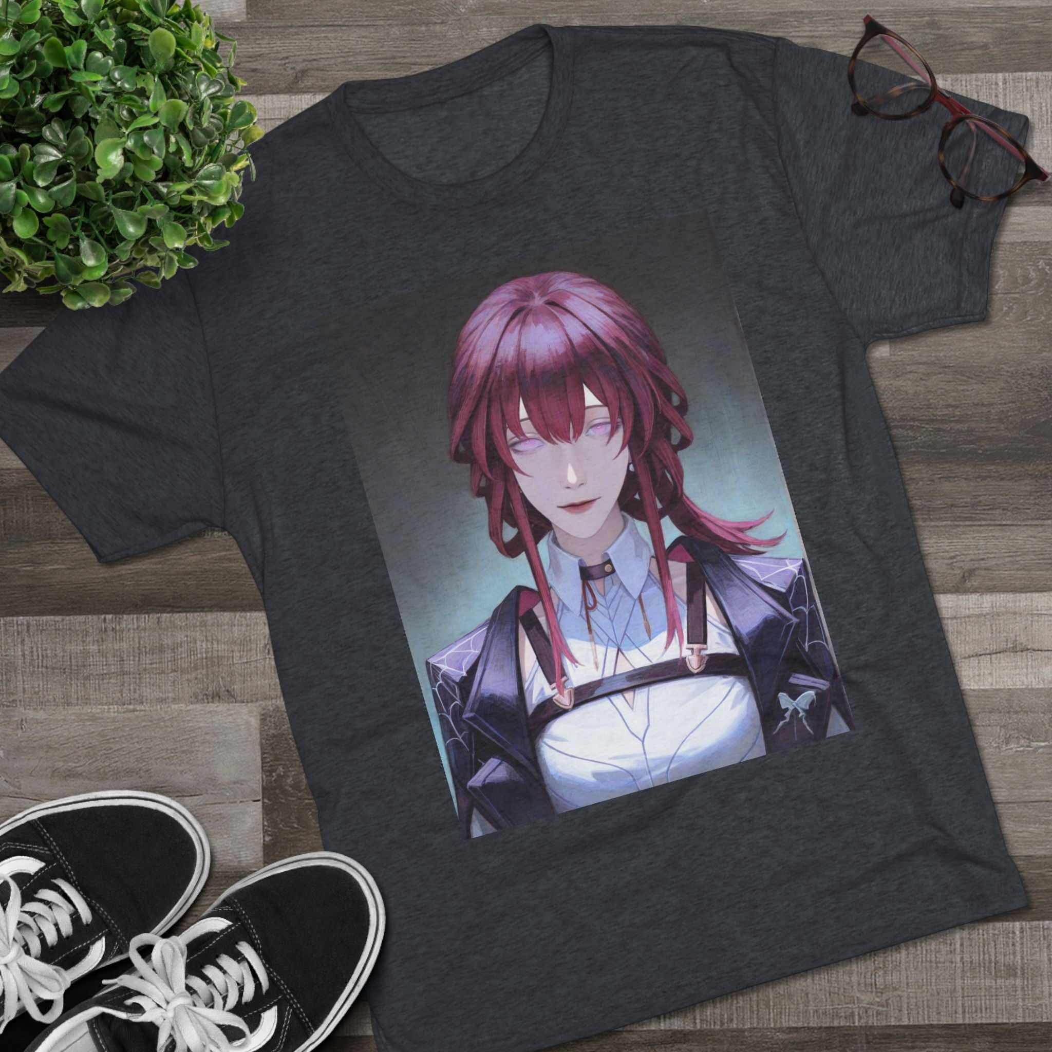 Anime Gothic Maid Portrait Tee — Red-Haired Mystique Crew Shirt