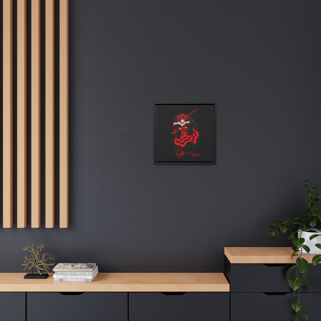 Anime Warrior Red Black Matte Canvas Print — Framed Wall Art