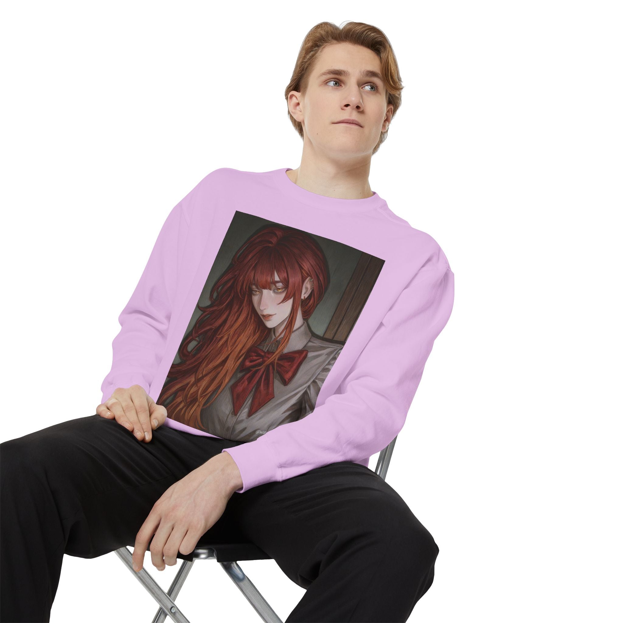 Anime Red-Headed Girl Sweatshirt — Gothic Schoolgirl Art Pullover