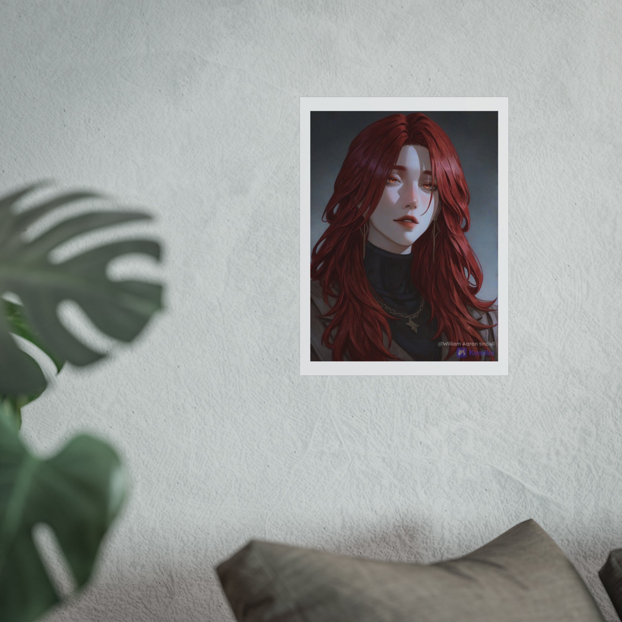 Fine Art Poster — Red-Haired Gothic Portrait, Moody Decorative Wall Art