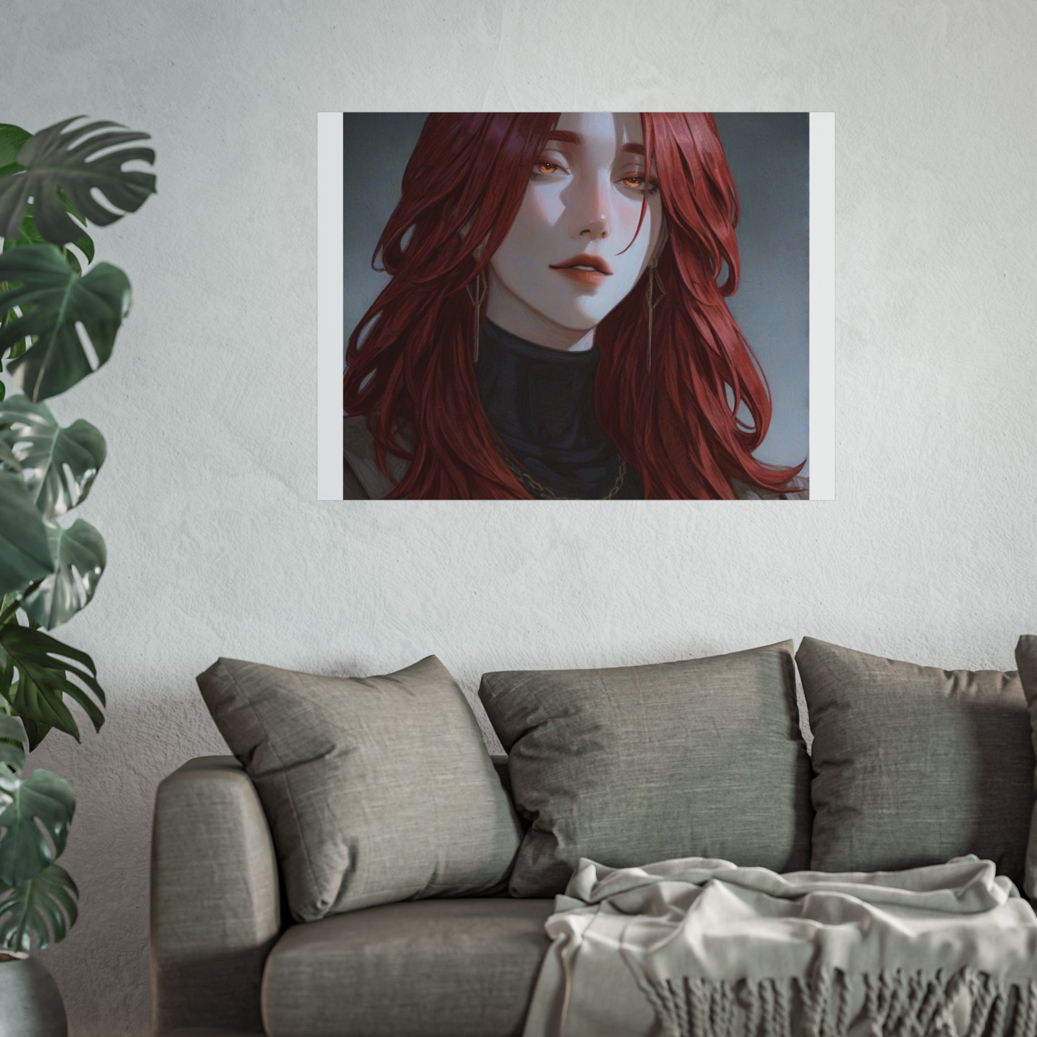 Fine Art Poster — Red-Haired Gothic Portrait, Moody Decorative Wall Art