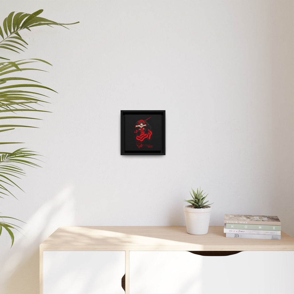 Anime Warrior Red Black Matte Canvas Print — Framed Wall Art