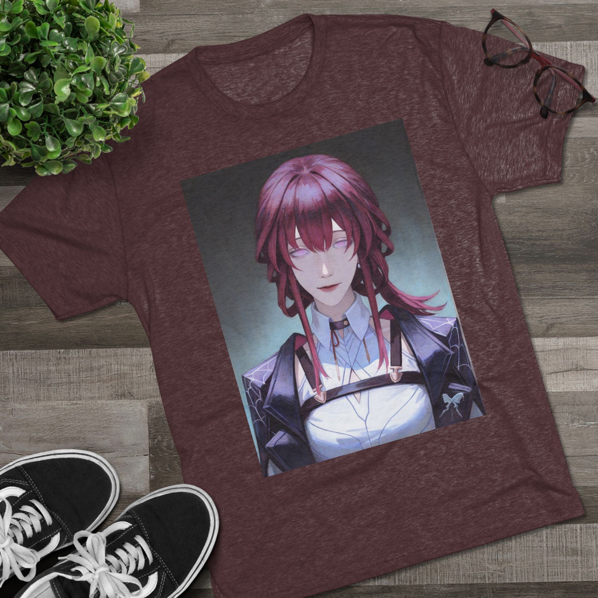 Anime Gothic Maid Portrait Tee — Red-Haired Mystique Crew Shirt