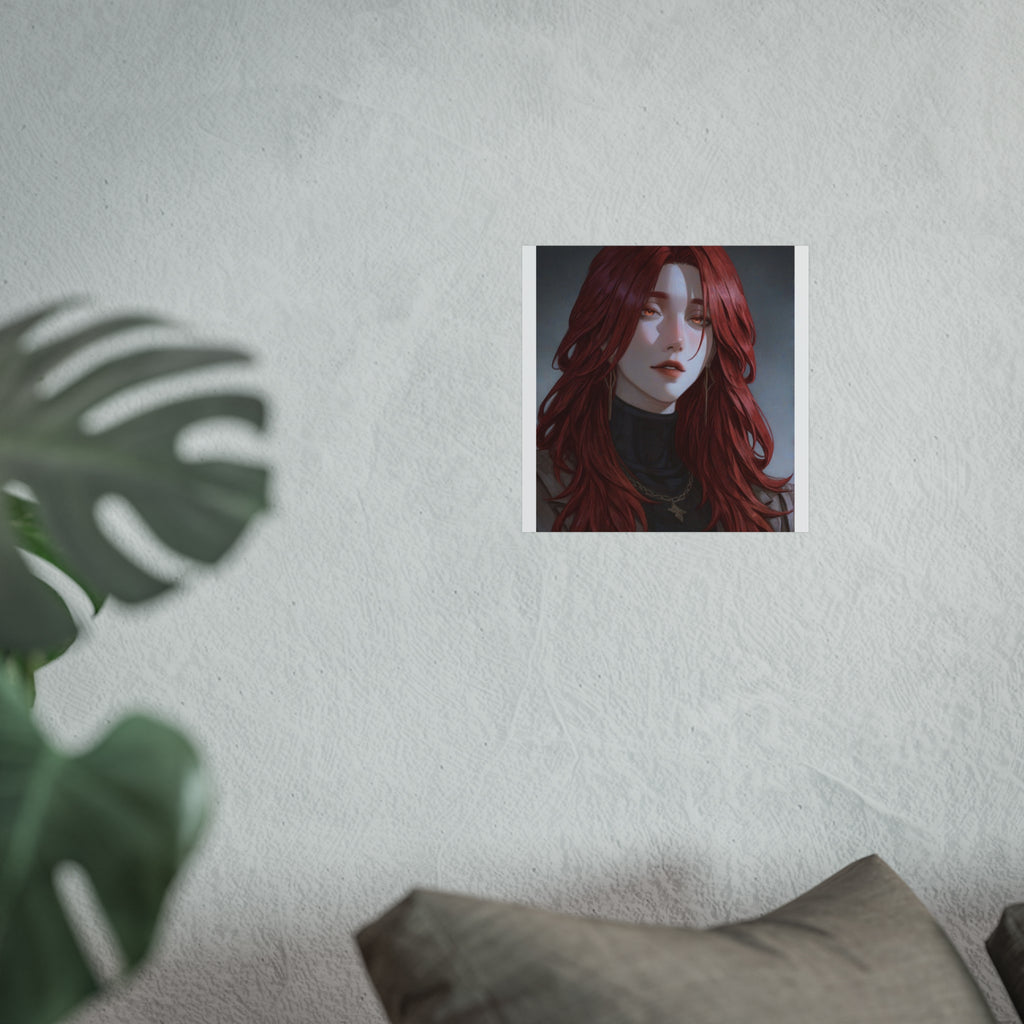 Fine Art Poster — Red-Haired Gothic Portrait, Moody Decorative Wall Art