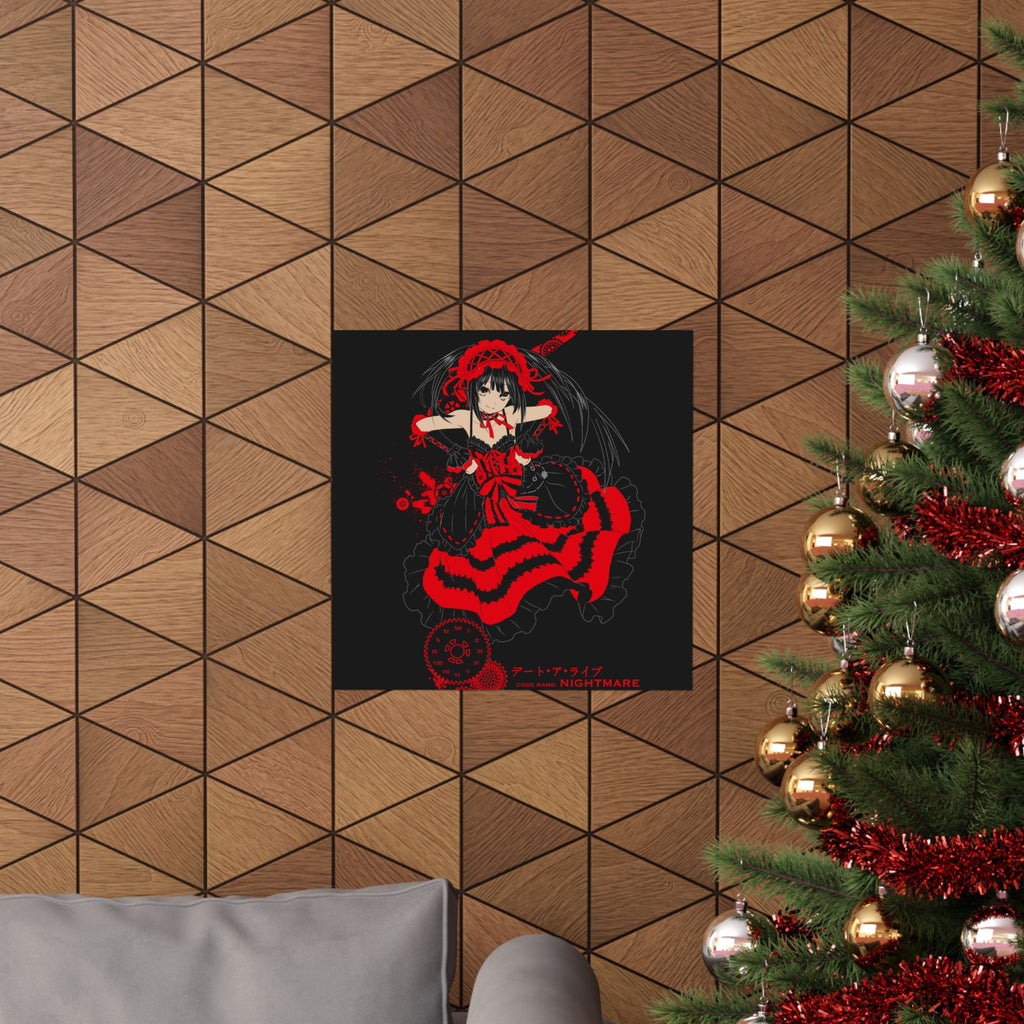 Anime Gothic Poster — Red & Black Kurumi Nightcore Matte Vertical Print