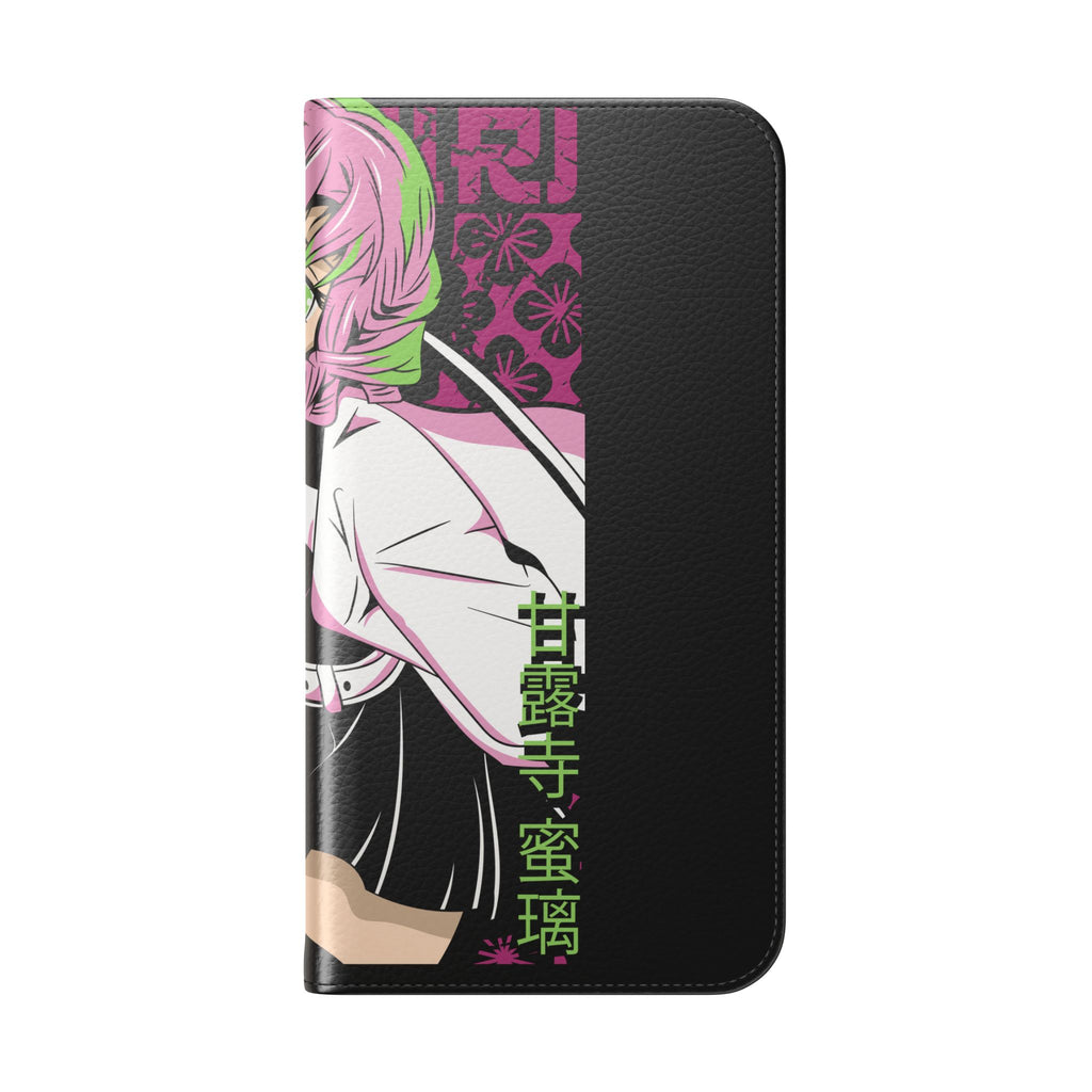 Anime Girl Flip Phone Case — Pink Demon Slayer Style Wallet Cover