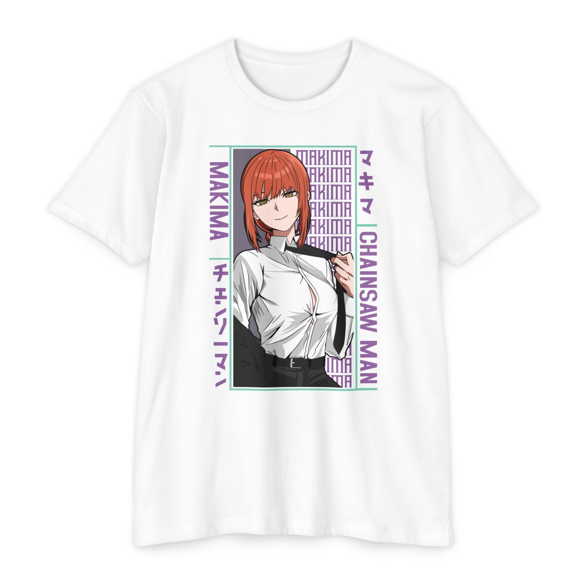 Makima Chainsaw Man Anime Graphic T-Shirt — Japanese Text Design