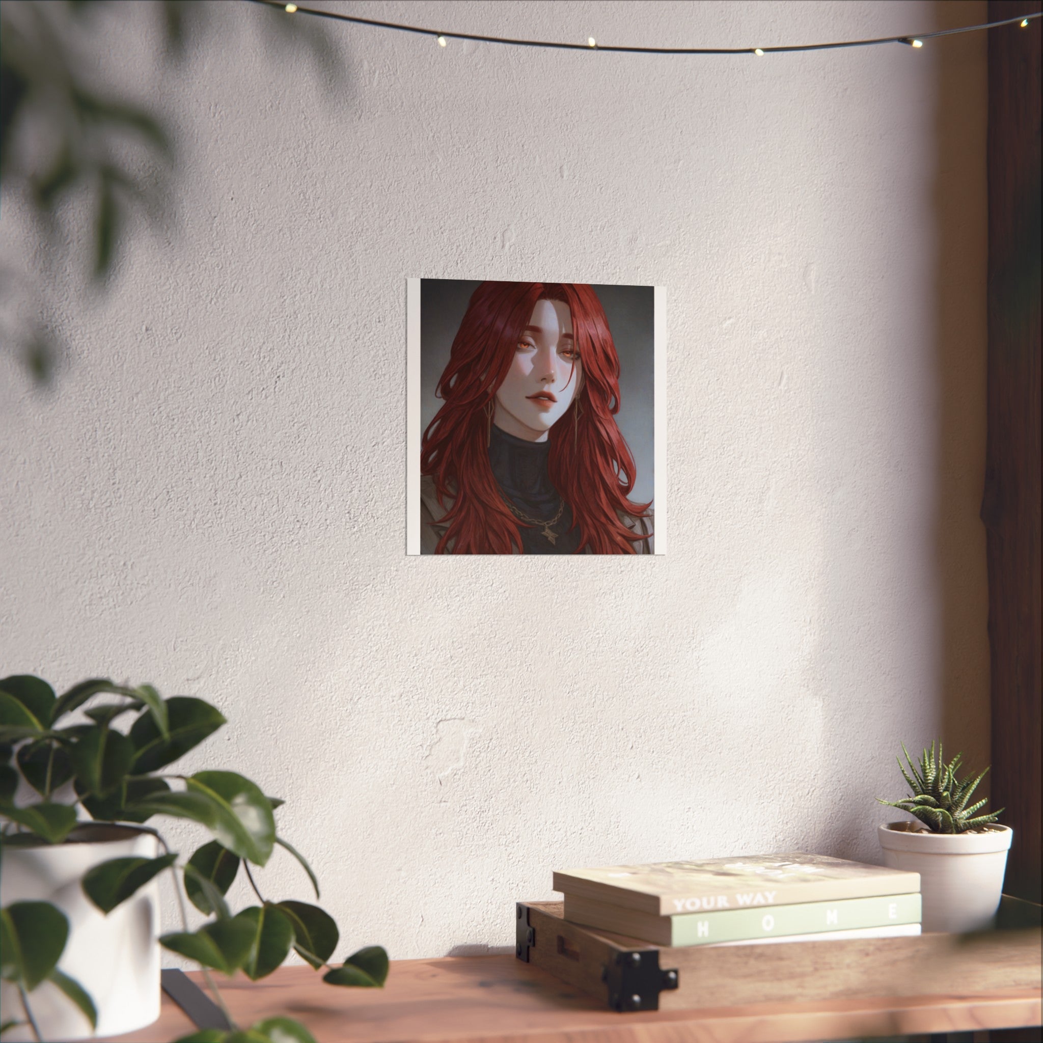 Fine Art Poster — Red-Haired Gothic Portrait, Moody Decorative Wall Art