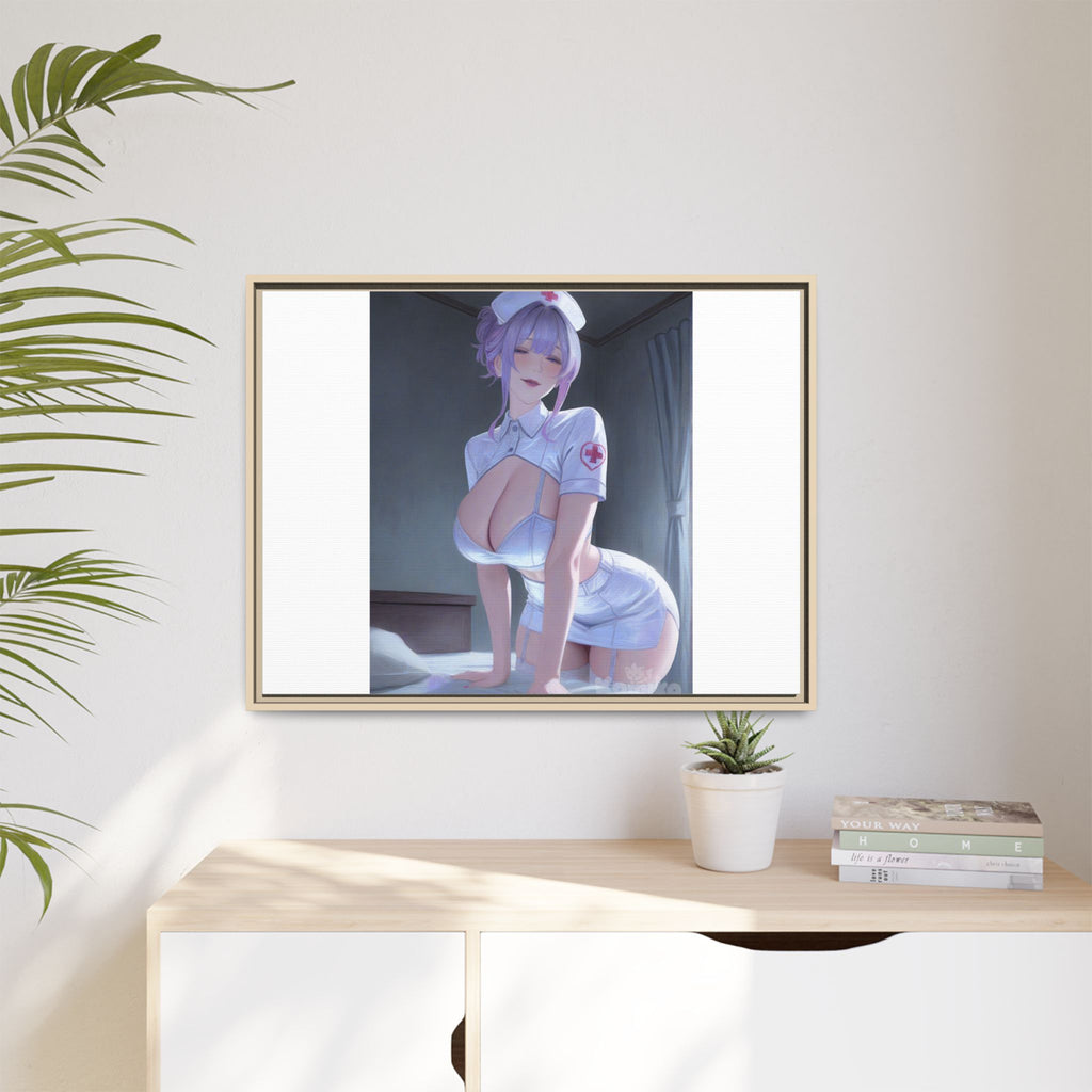 Sexy Anime Nurse Matte Canvas Print (Framed)