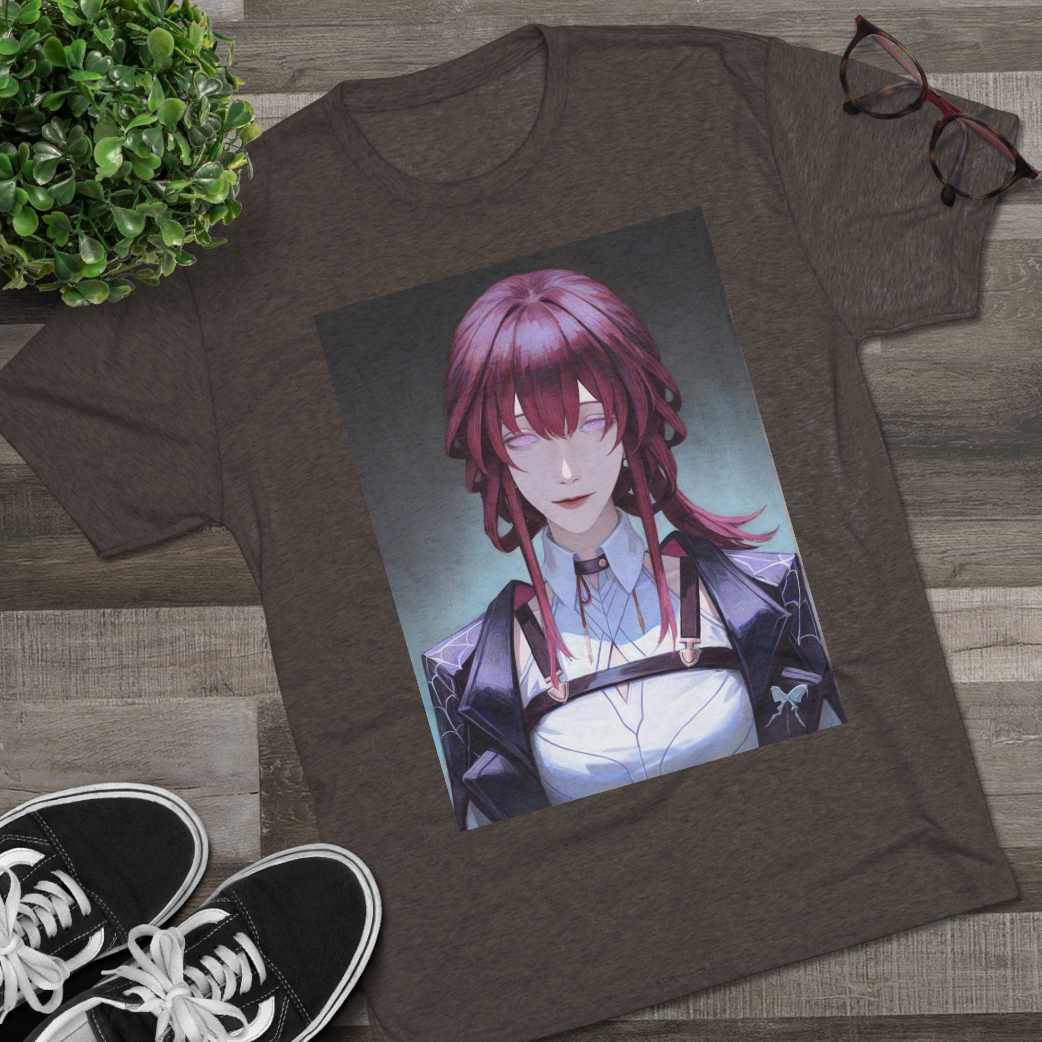 Anime Gothic Maid Portrait Tee — Red-Haired Mystique Crew Shirt