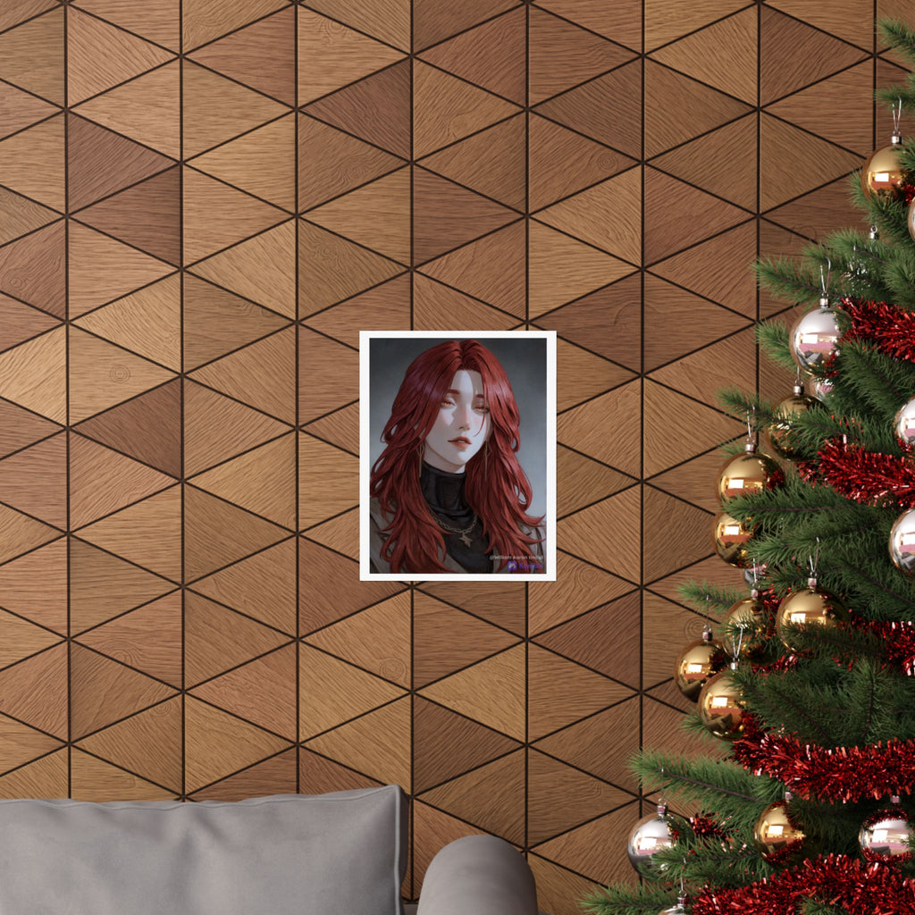 Red-Haired Muse Matte Vertical Poster — Moody Portrait Art Print