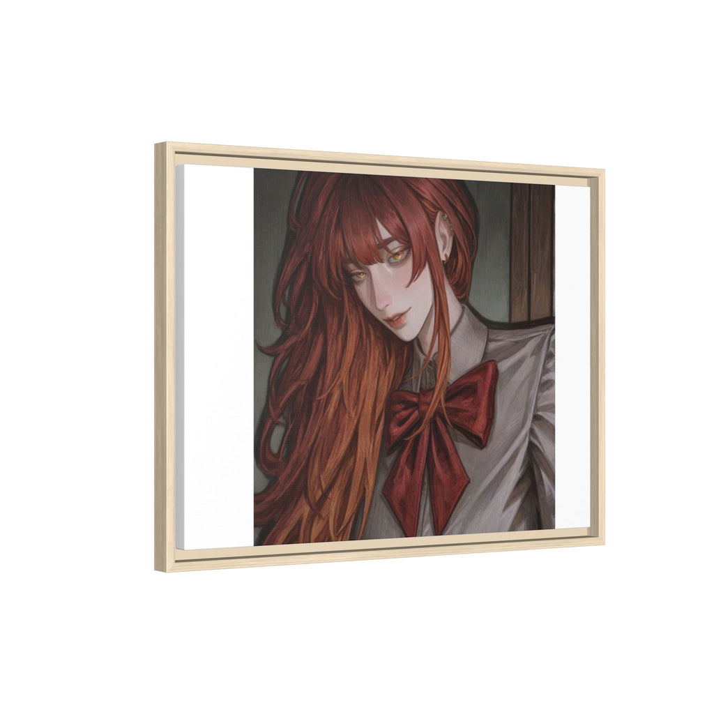 Framed Matte Canvas Print — Moody Red-Headed Anime Girl Art