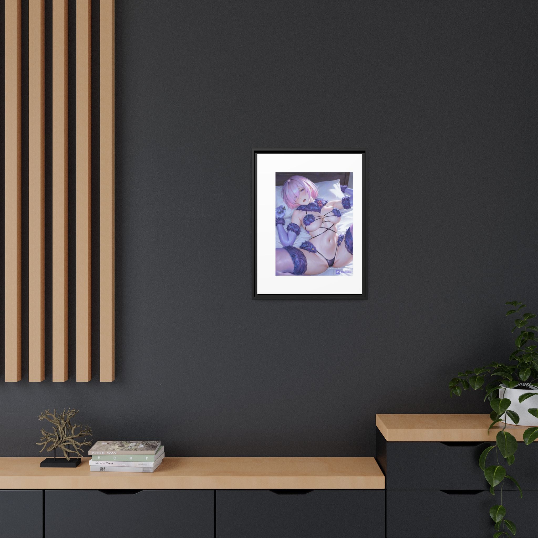 Framed Matte Canvas — Anime Pin-Up Lingerie Art Print