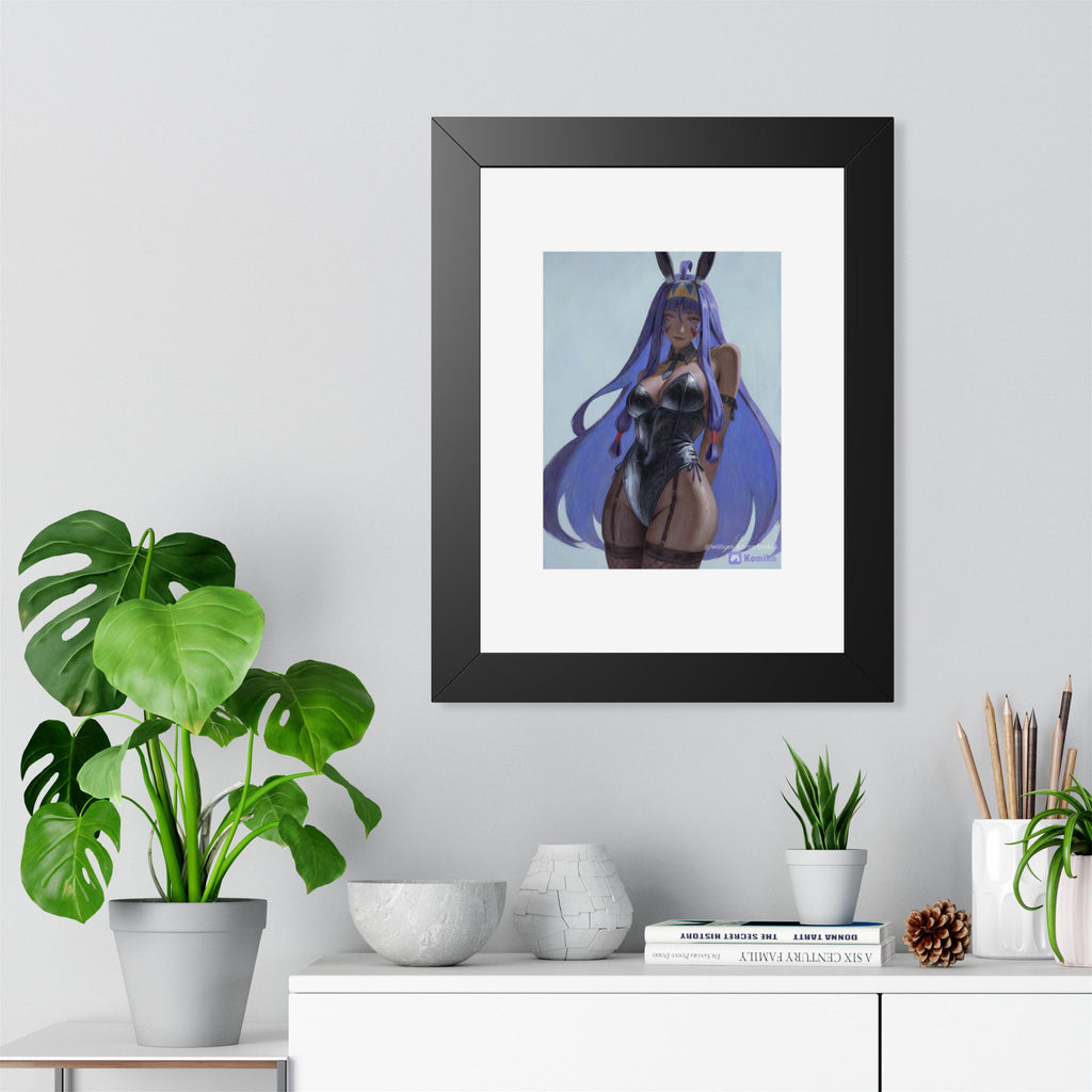 Framed Poster — Purple Bunny Girl Art Print (Vertical)