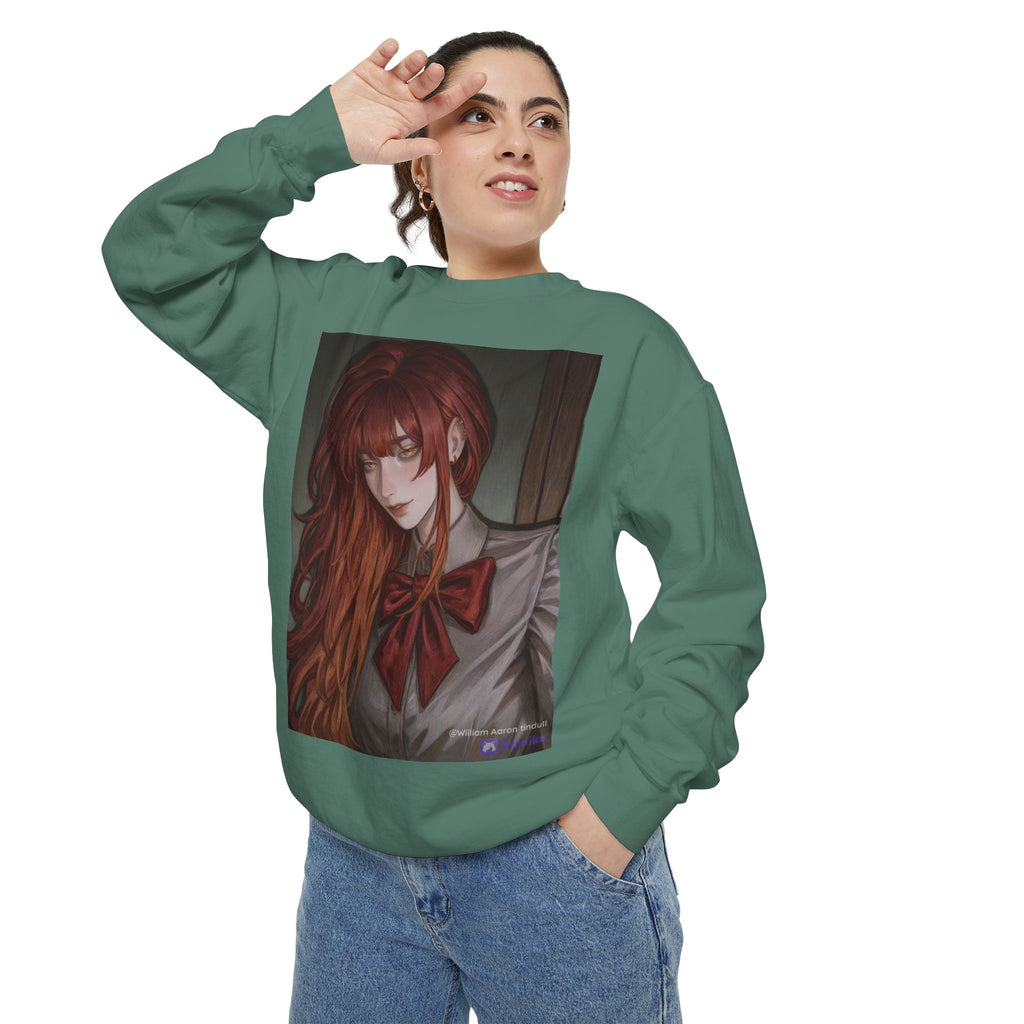 Anime Red-Headed Girl Sweatshirt — Gothic Schoolgirl Art Pullover