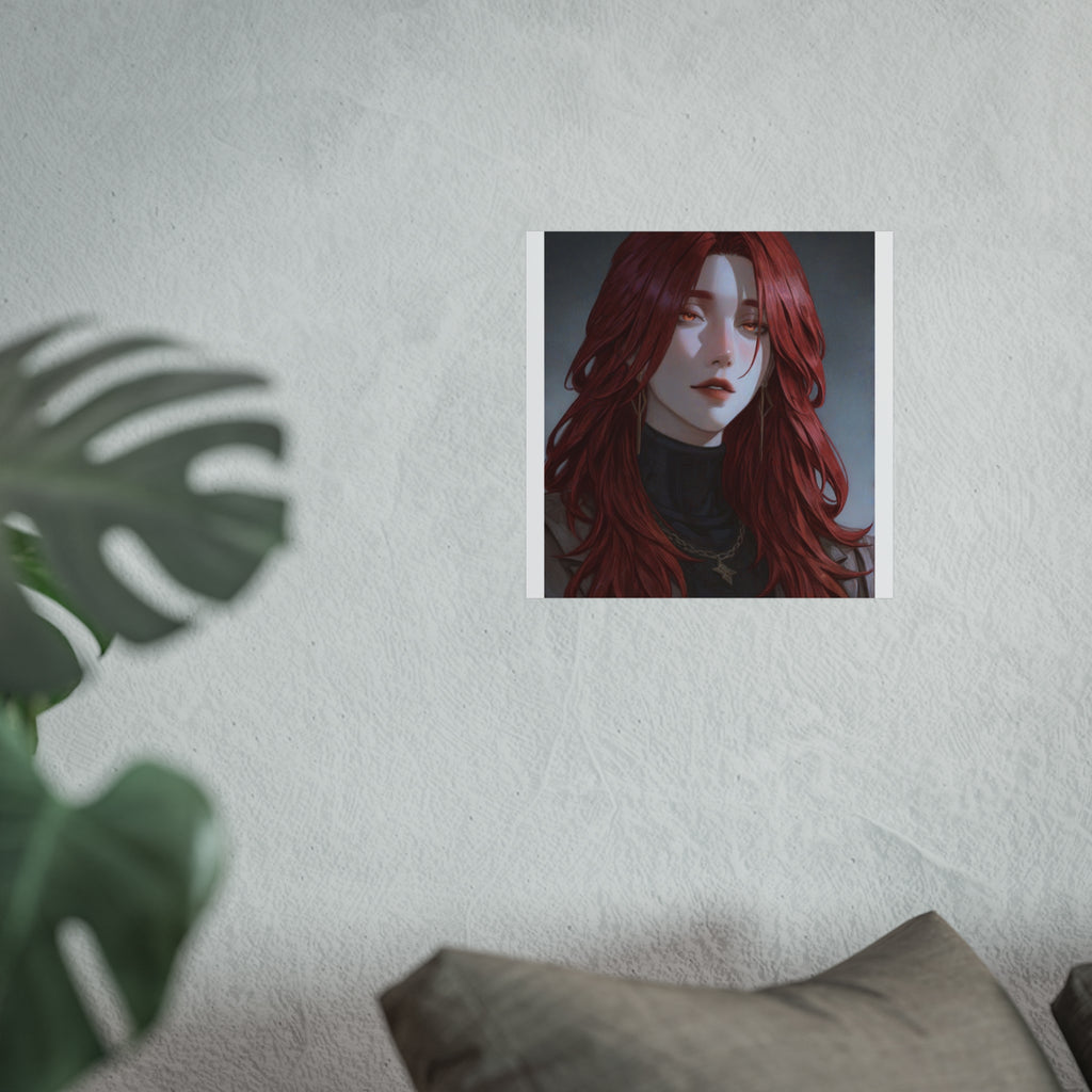 Fine Art Poster — Red-Haired Gothic Portrait, Moody Decorative Wall Art