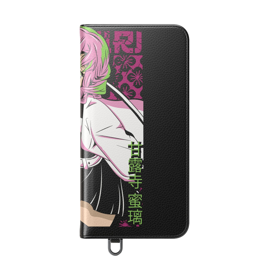 Anime Girl Flip Phone Case — Pink Demon Slayer Style Wallet Cover
