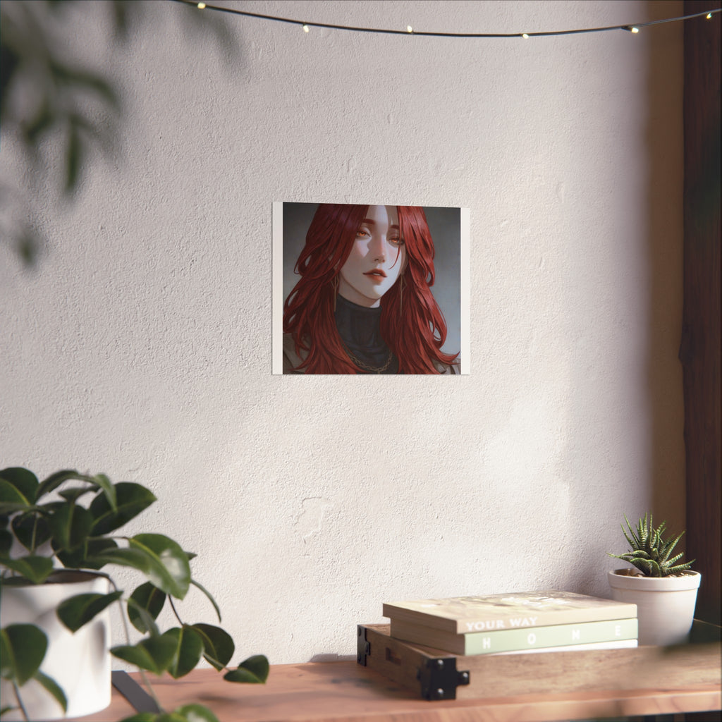 Fine Art Poster — Red-Haired Gothic Portrait, Moody Decorative Wall Art