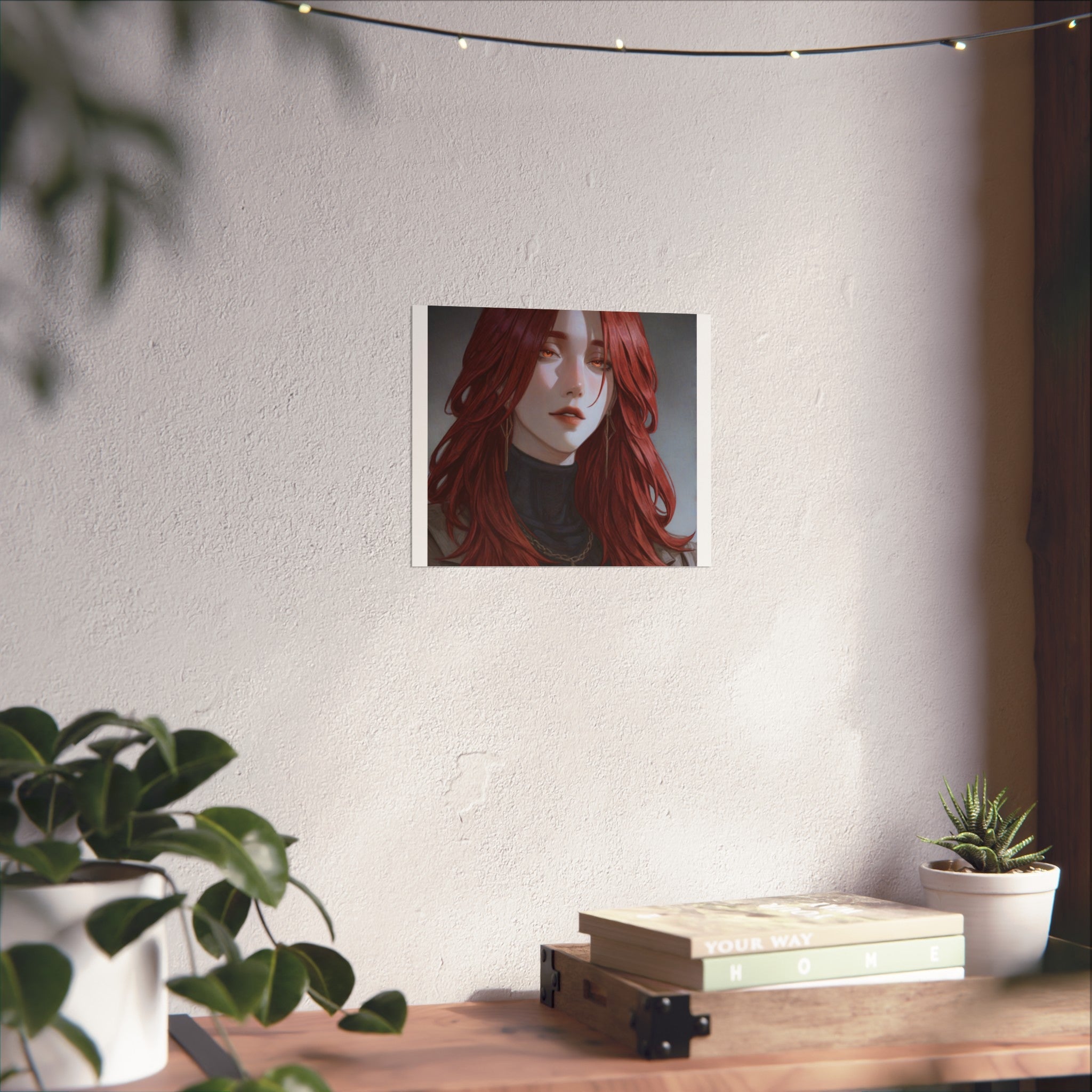 Fine Art Poster — Red-Haired Gothic Portrait, Moody Decorative Wall Art