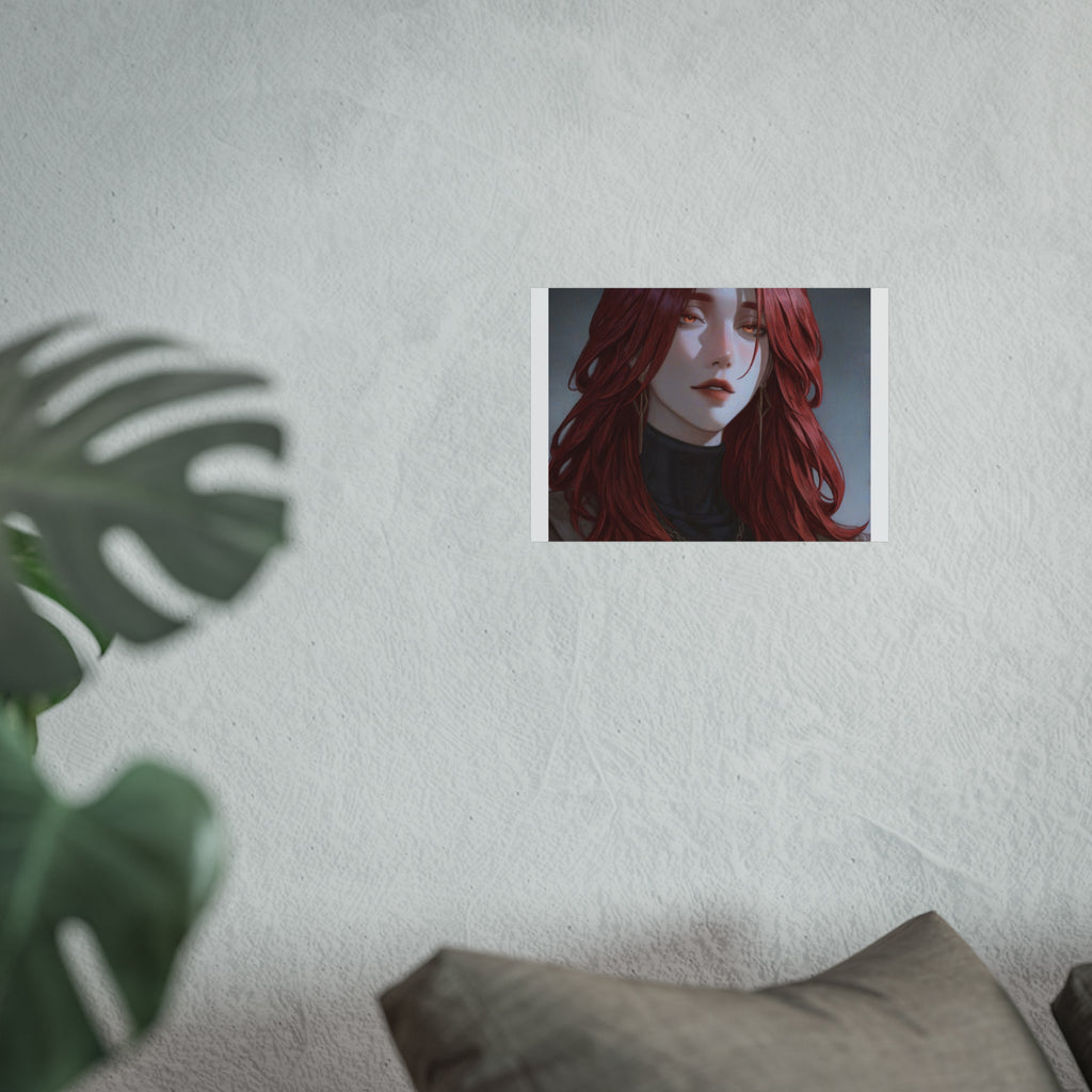 Fine Art Poster — Red-Haired Gothic Portrait, Moody Decorative Wall Art