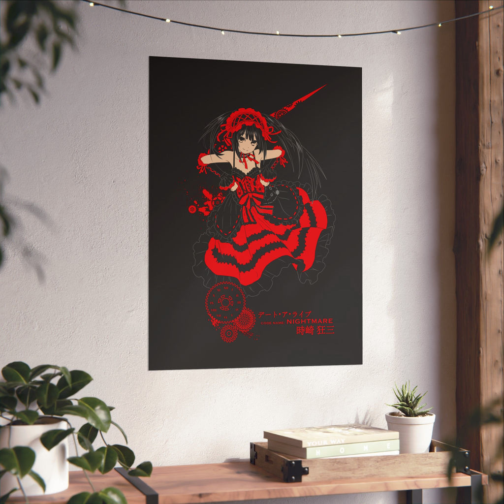 Anime Gothic Poster — Red & Black Kurumi Nightcore Matte Vertical Print