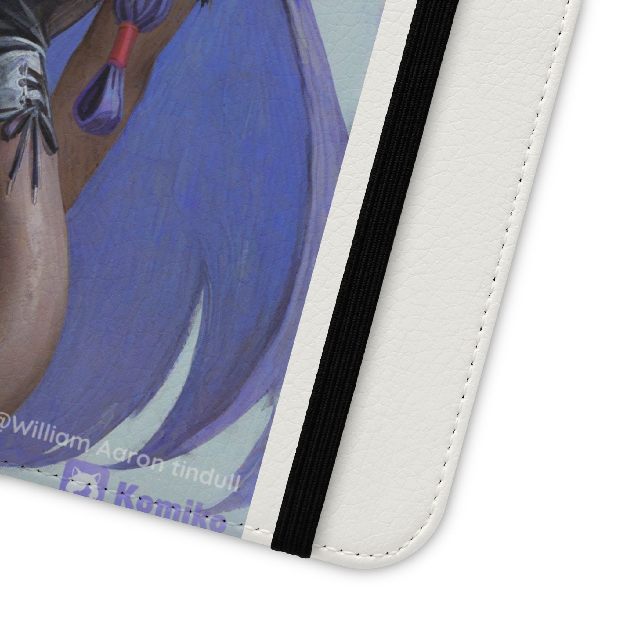 Anime Bunny Girl Flip Case - Purple Long-Haired Character Phone Wallet