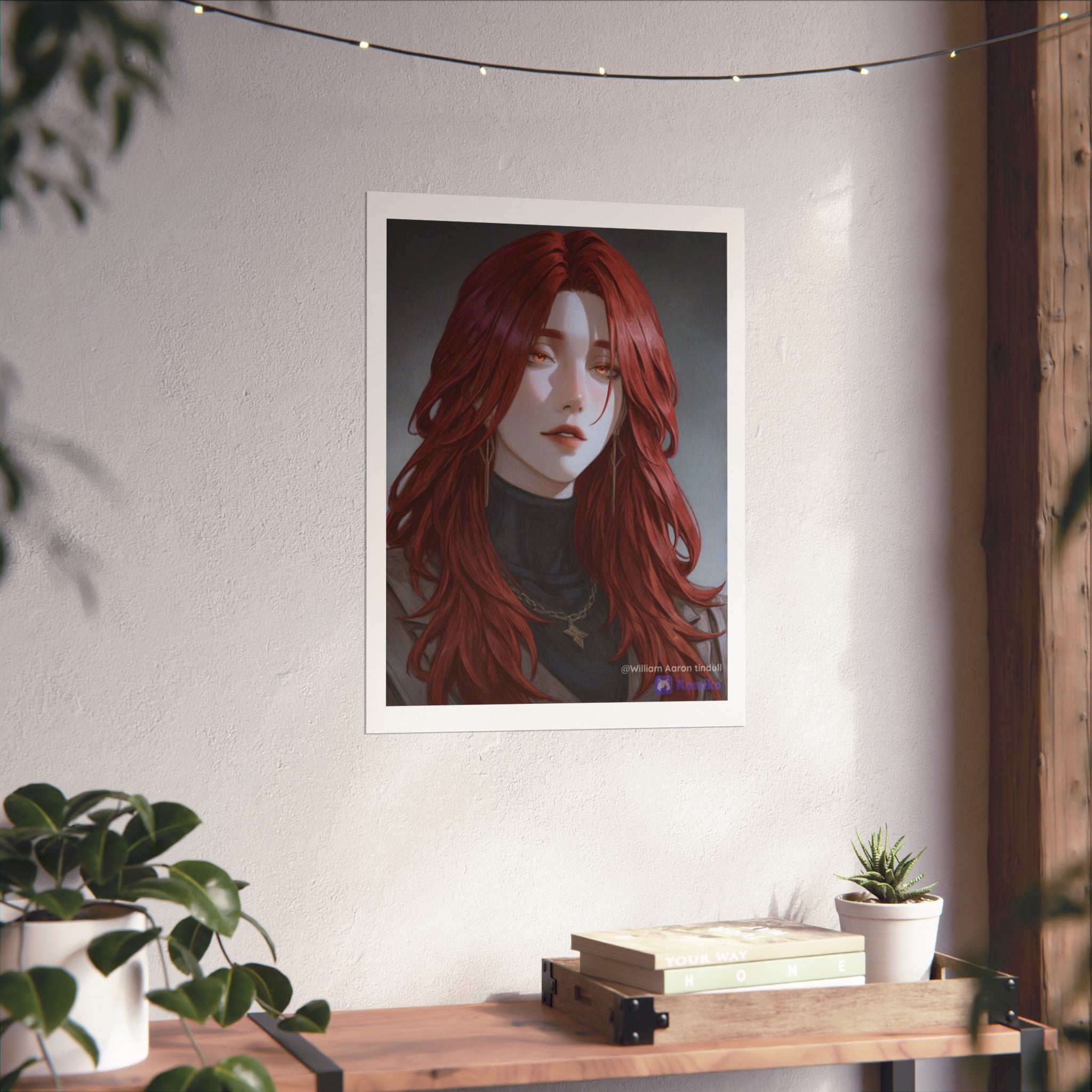 Fine Art Poster — Red-Haired Gothic Portrait, Moody Decorative Wall Art