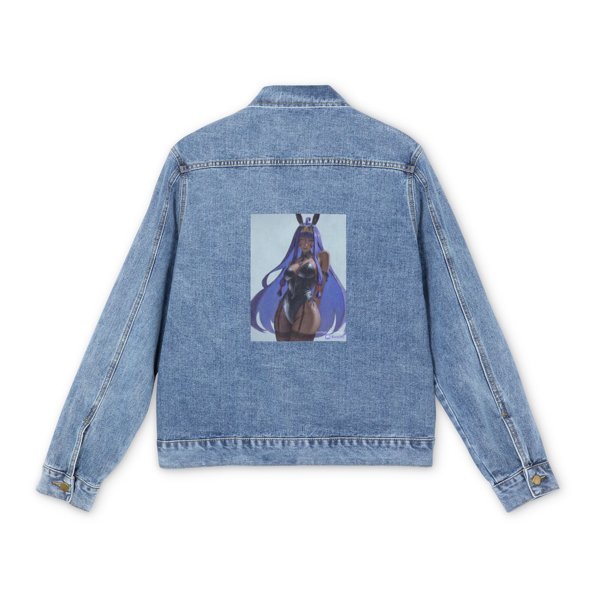 Denim Jacket with Anime Bunny Girl Back Print — Men's Casual Streetwear
