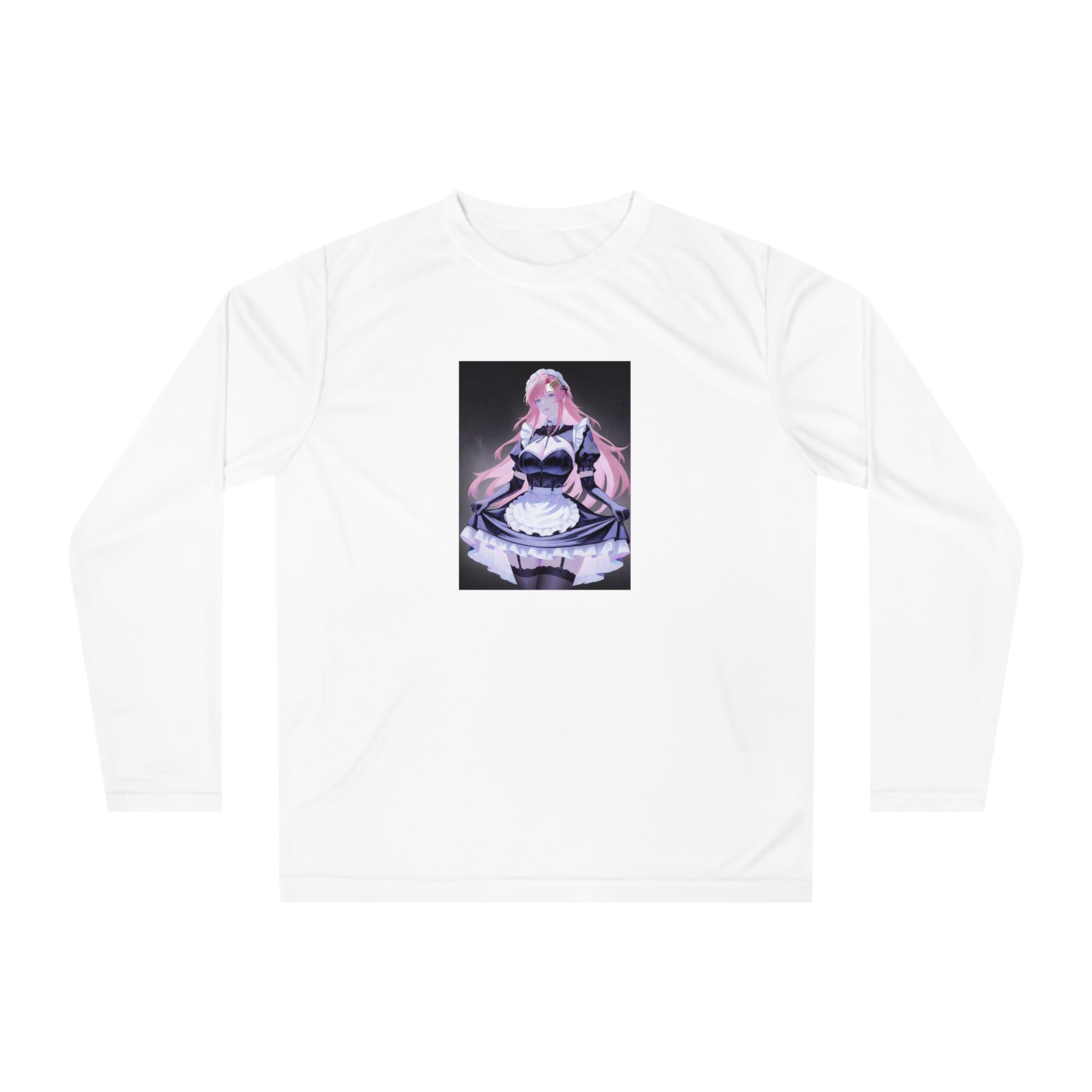 Anime Maid Long Sleeve Shirt – Pink-Haired Fantasy Maid Illustration