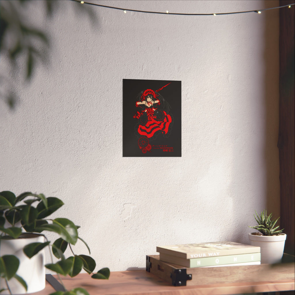 Anime Gothic Poster — Red & Black Kurumi Nightcore Matte Vertical Print