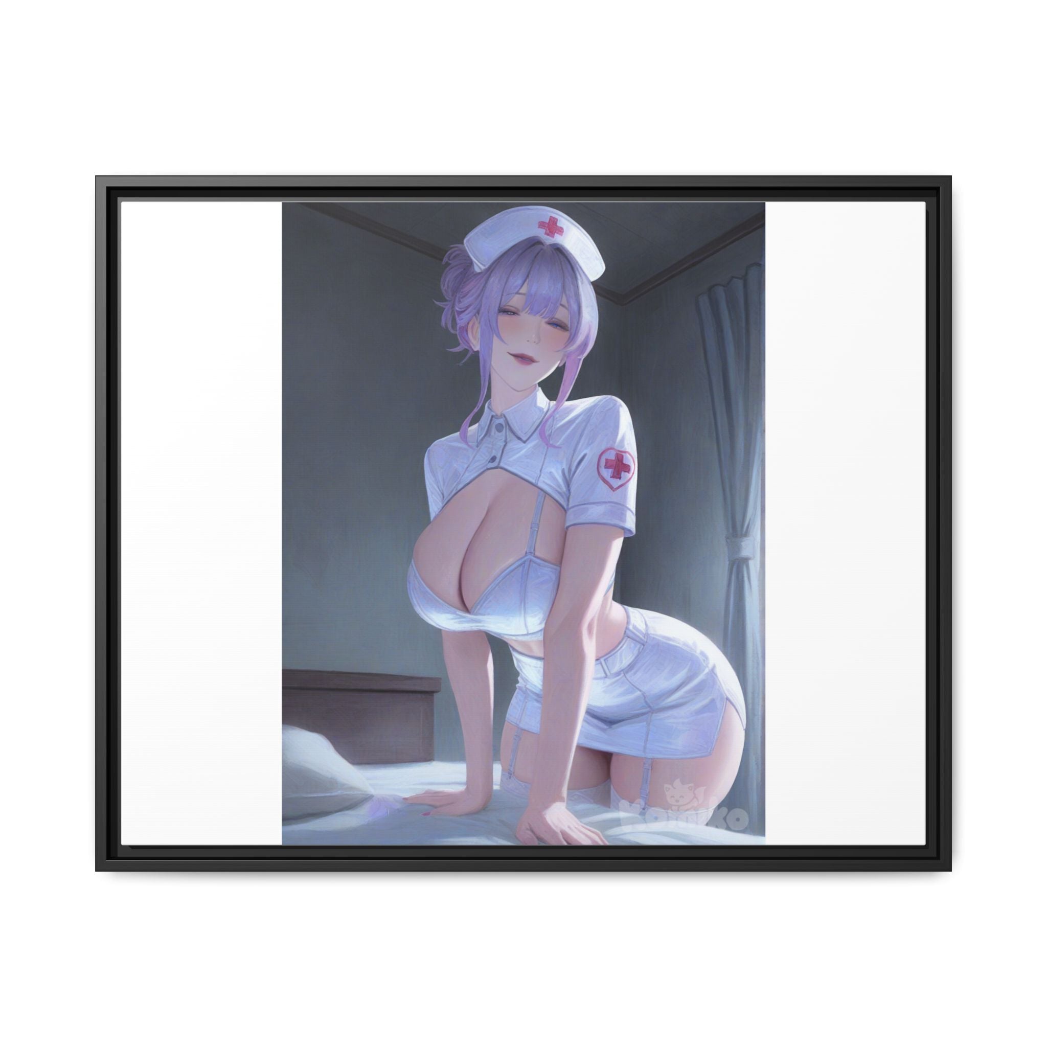 Sexy Anime Nurse Matte Canvas Print (Framed)