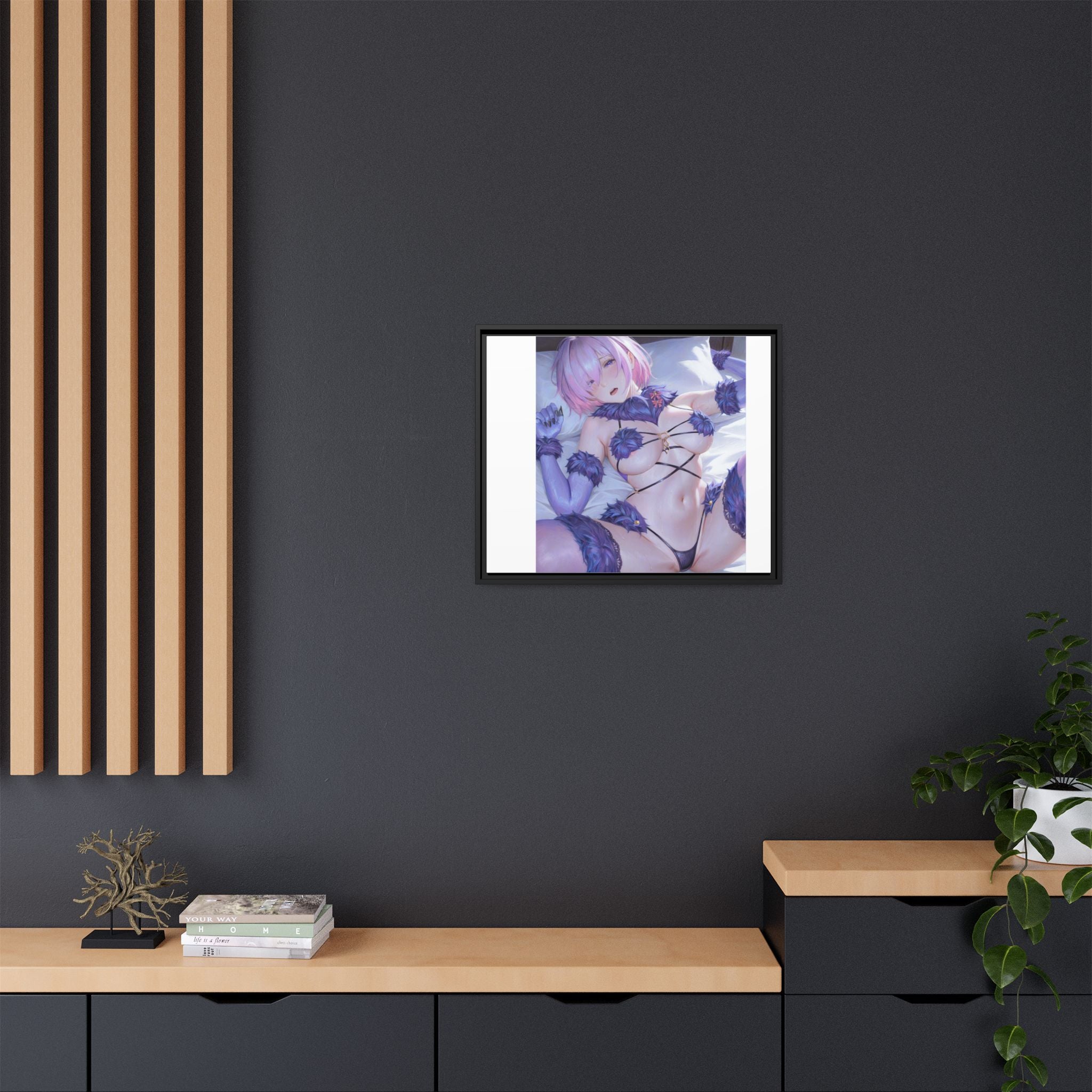 Framed Matte Canvas — Anime Pin-Up Lingerie Art Print