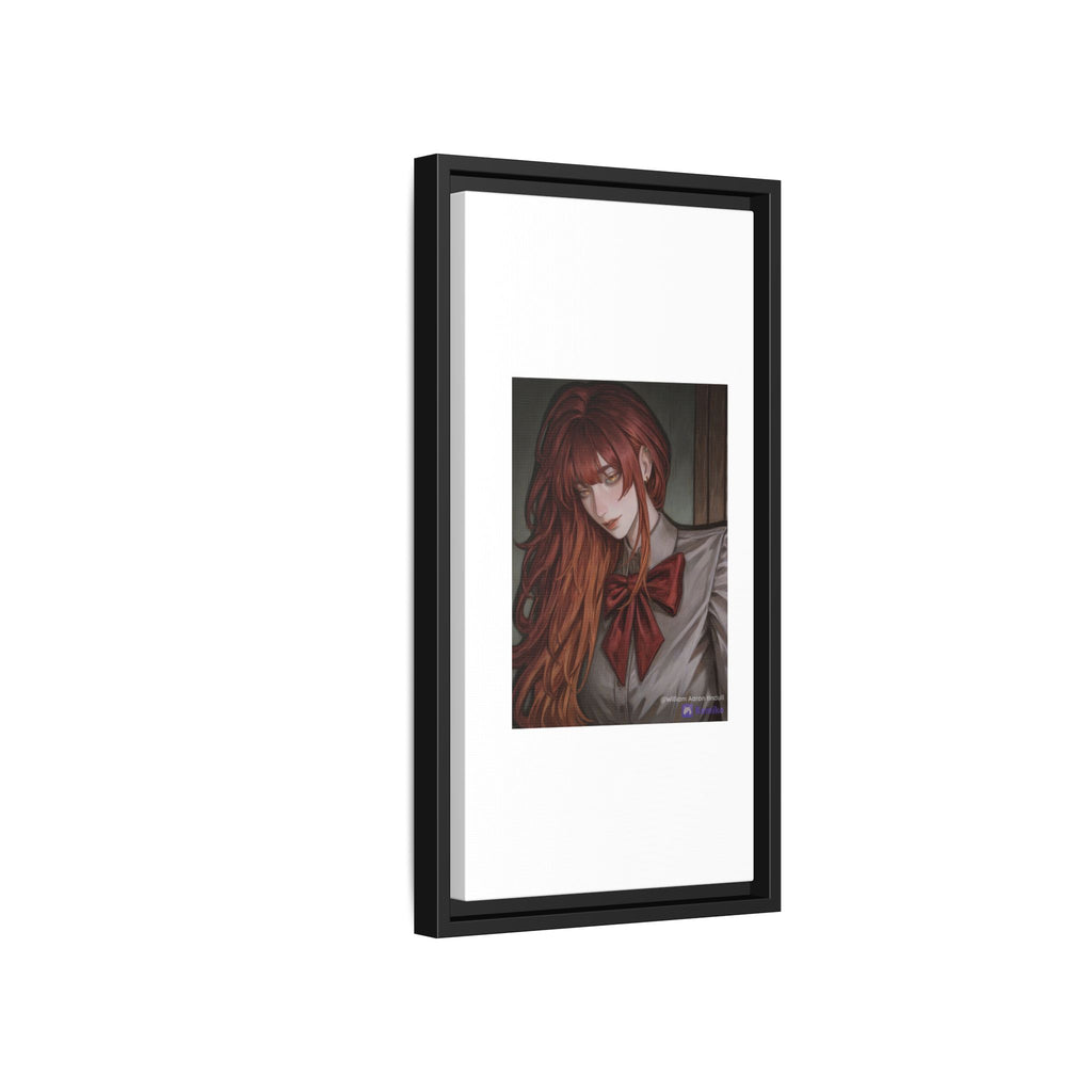 Framed Matte Canvas Print — Moody Red-Headed Anime Girl Art