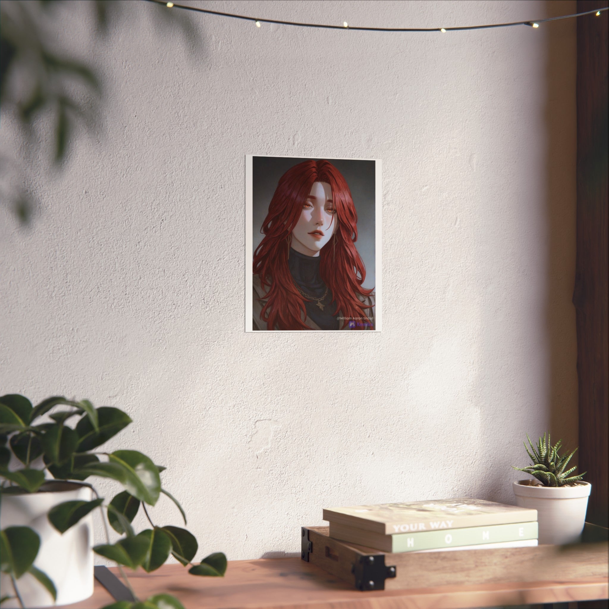 Fine Art Poster — Red-Haired Gothic Portrait, Moody Decorative Wall Art