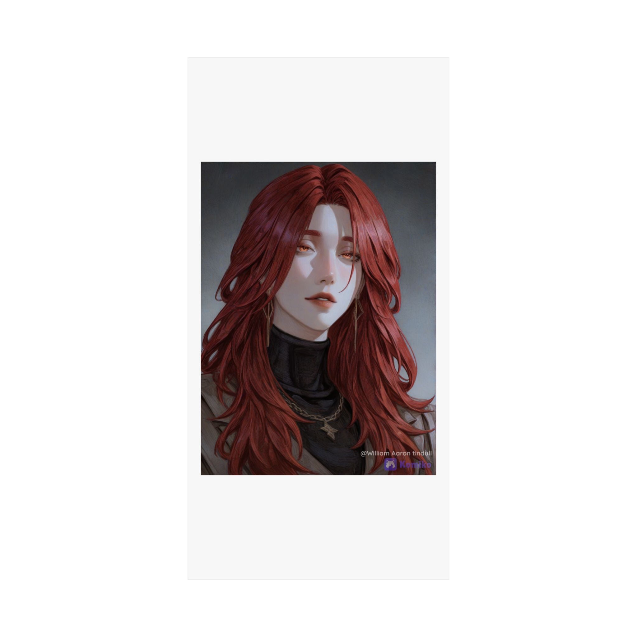 Red-Haired Muse Matte Vertical Poster — Moody Portrait Art Print