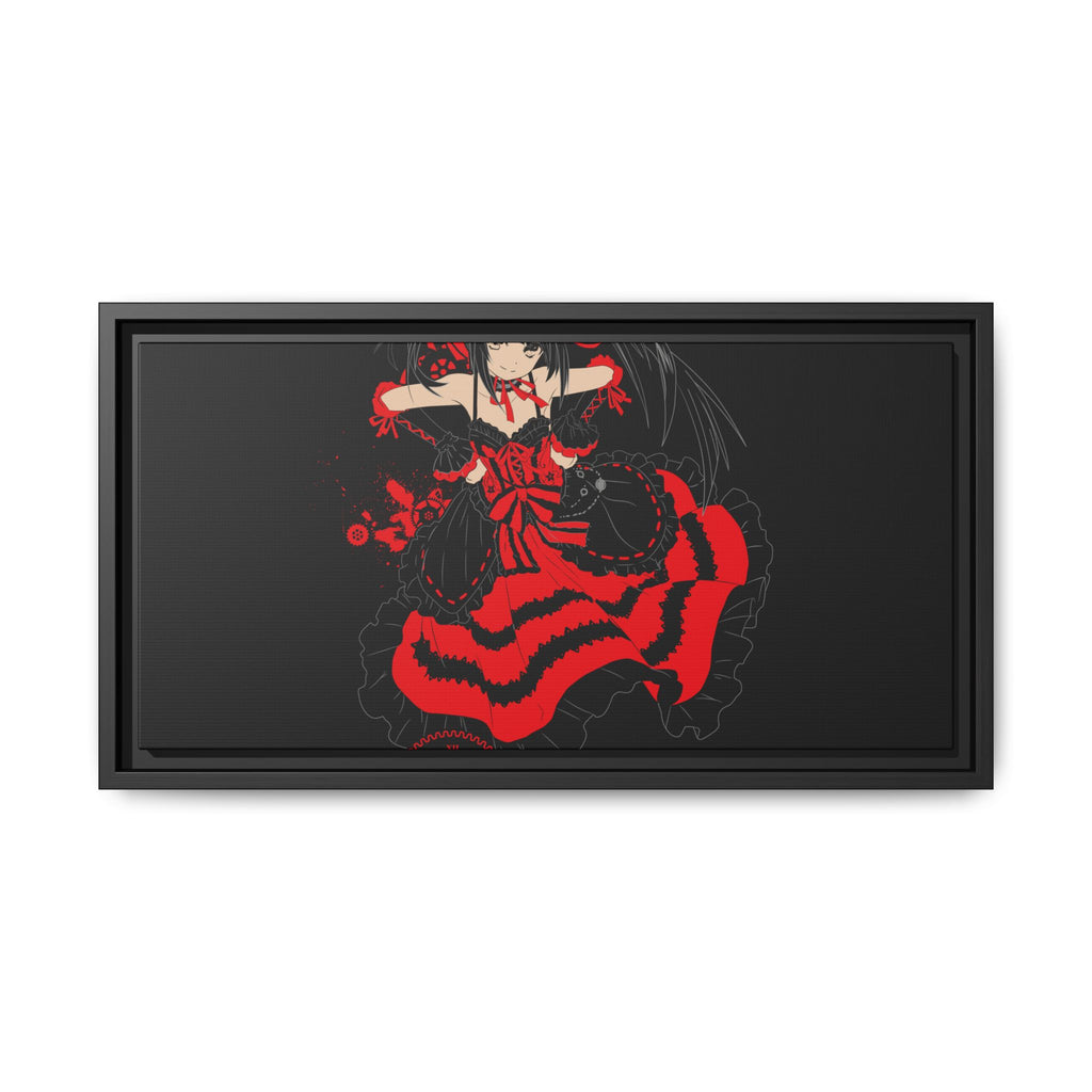 Anime Warrior Red Black Matte Canvas Print — Framed Wall Art