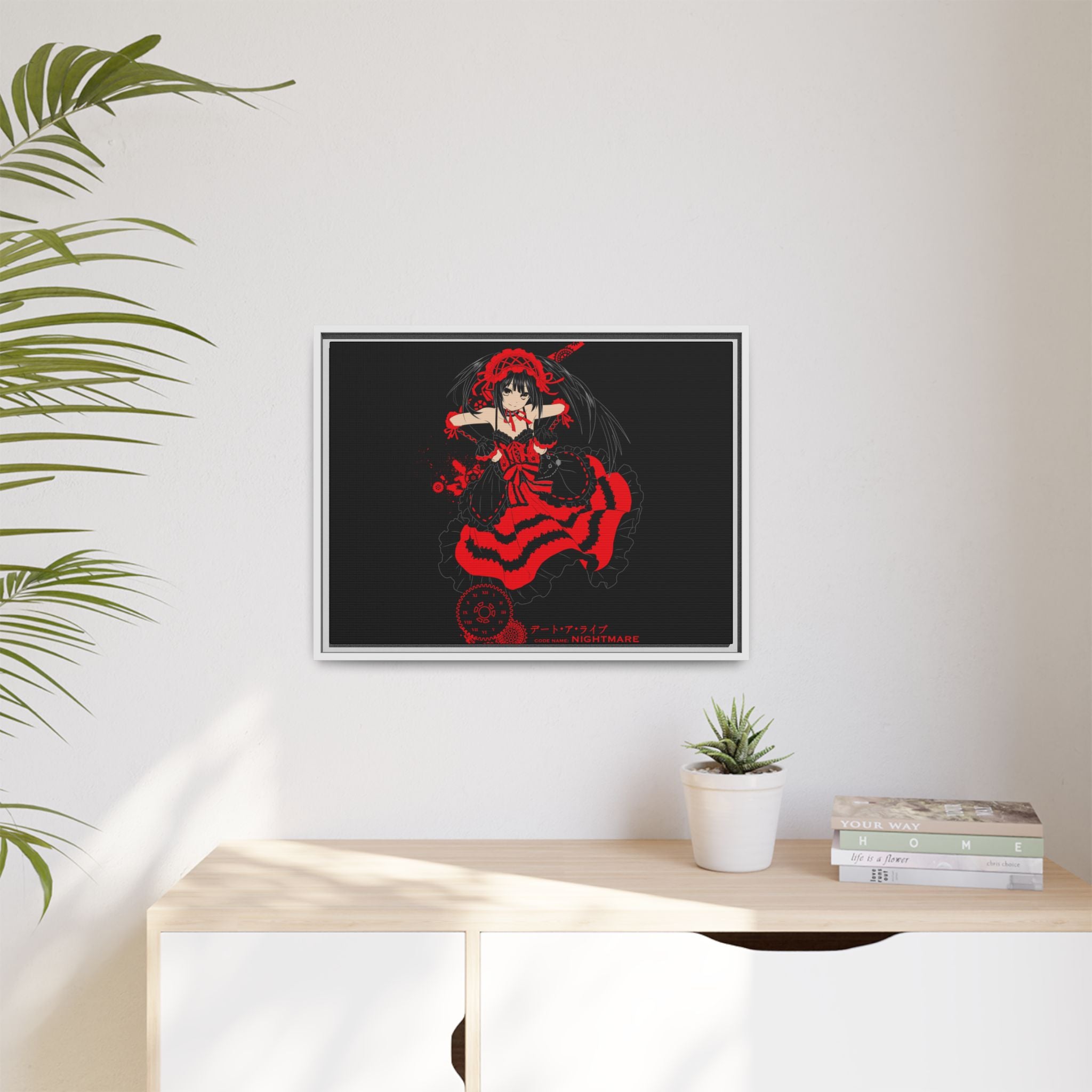 Anime Warrior Red Black Matte Canvas Print — Framed Wall Art