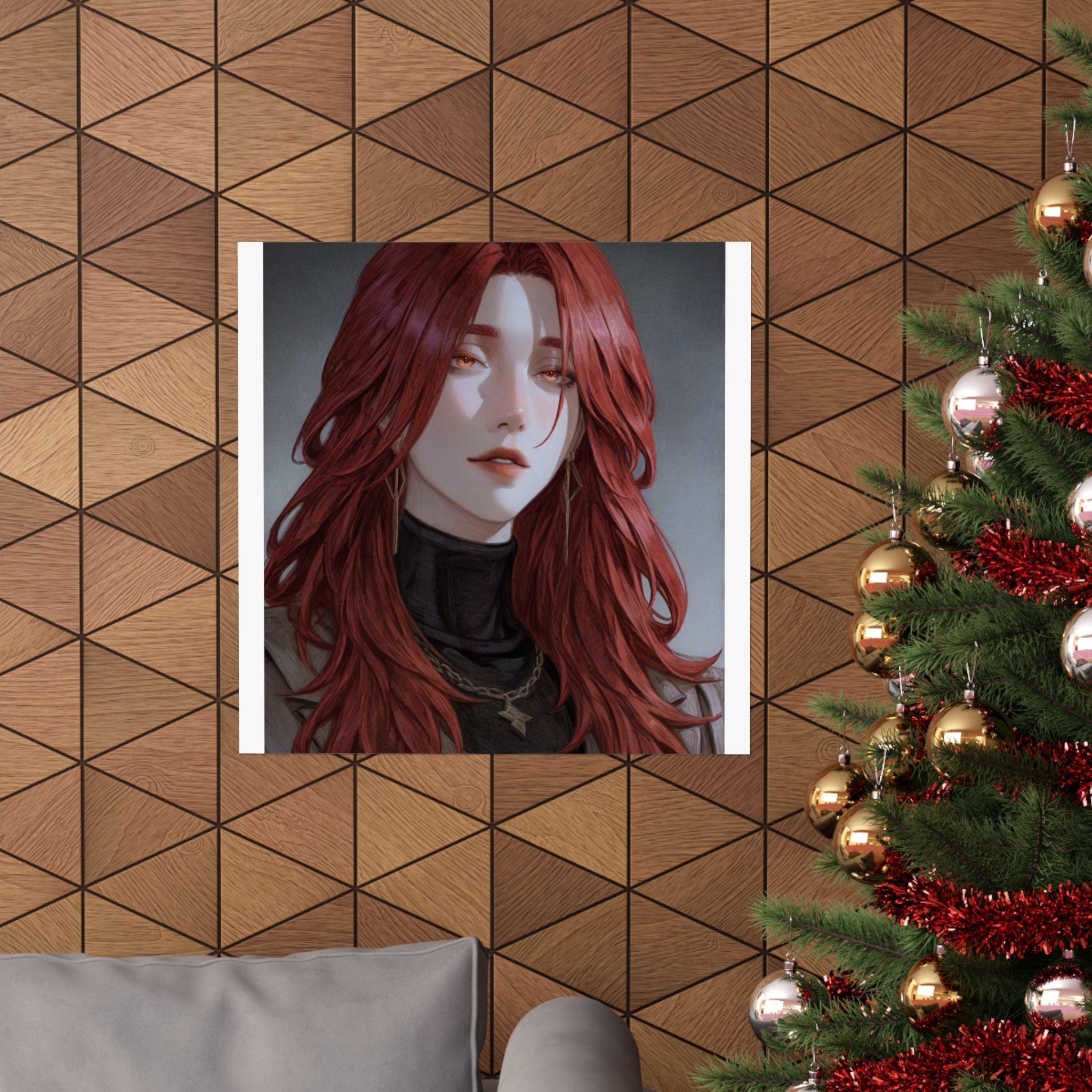 Red-Haired Muse Matte Vertical Poster — Moody Portrait Art Print