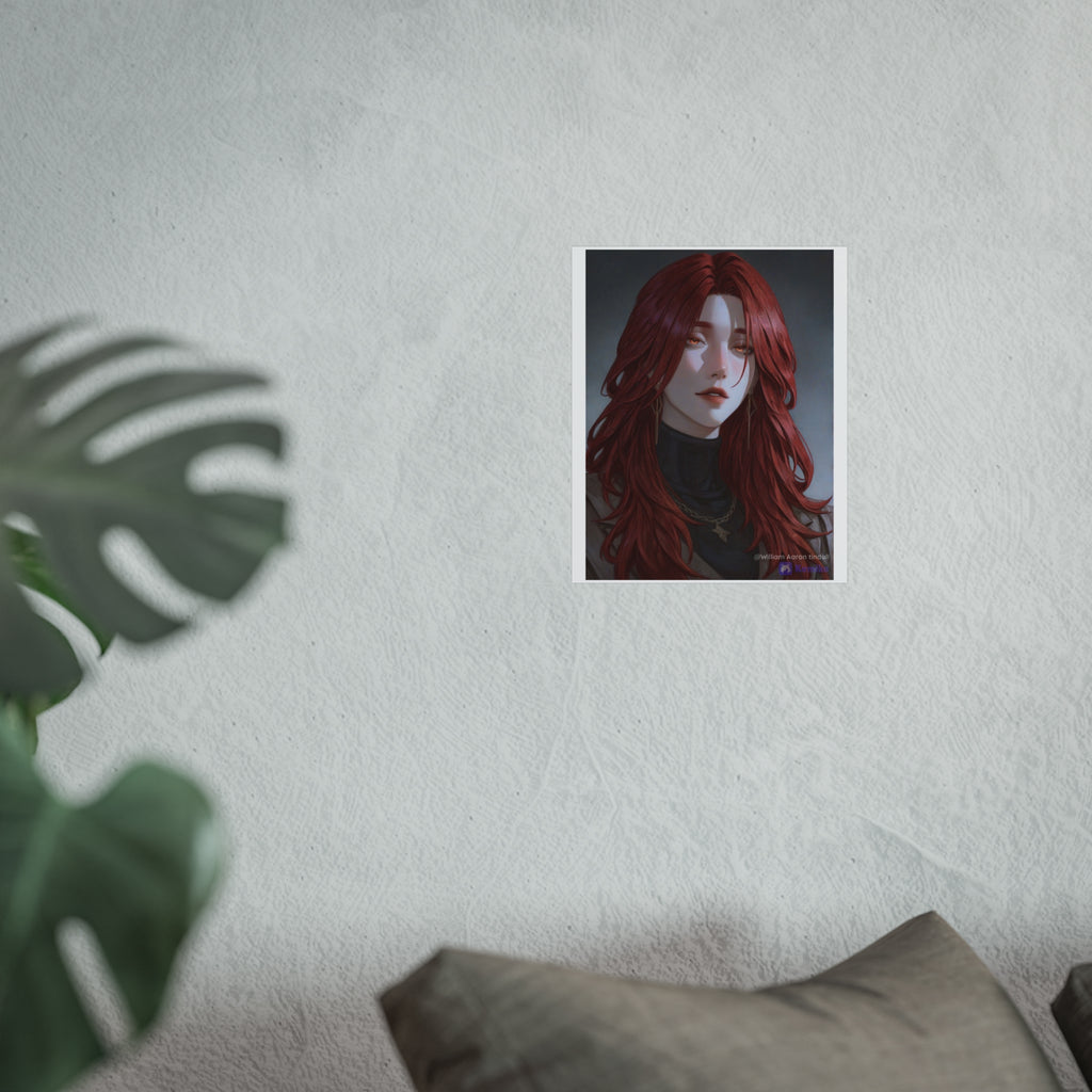 Fine Art Poster — Red-Haired Gothic Portrait, Moody Decorative Wall Art