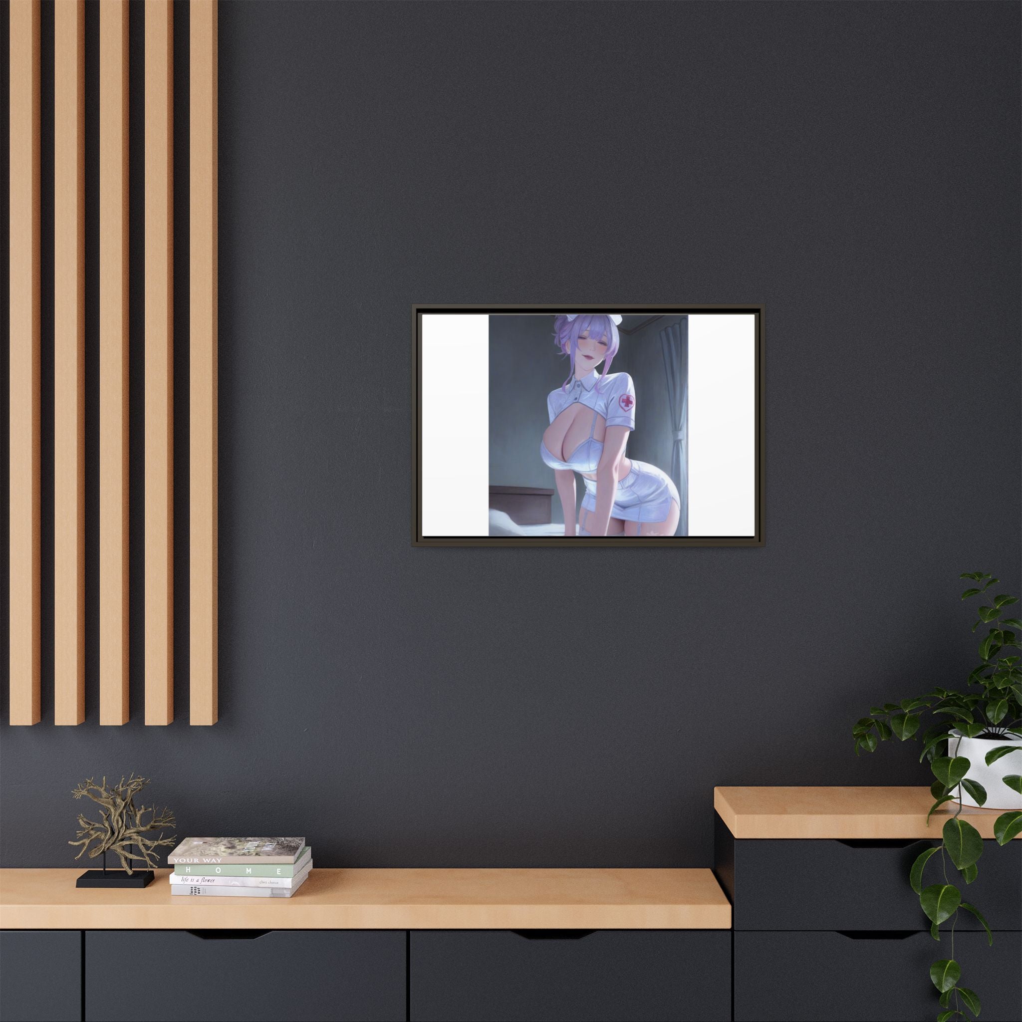 Sexy Anime Nurse Matte Canvas Print (Framed)