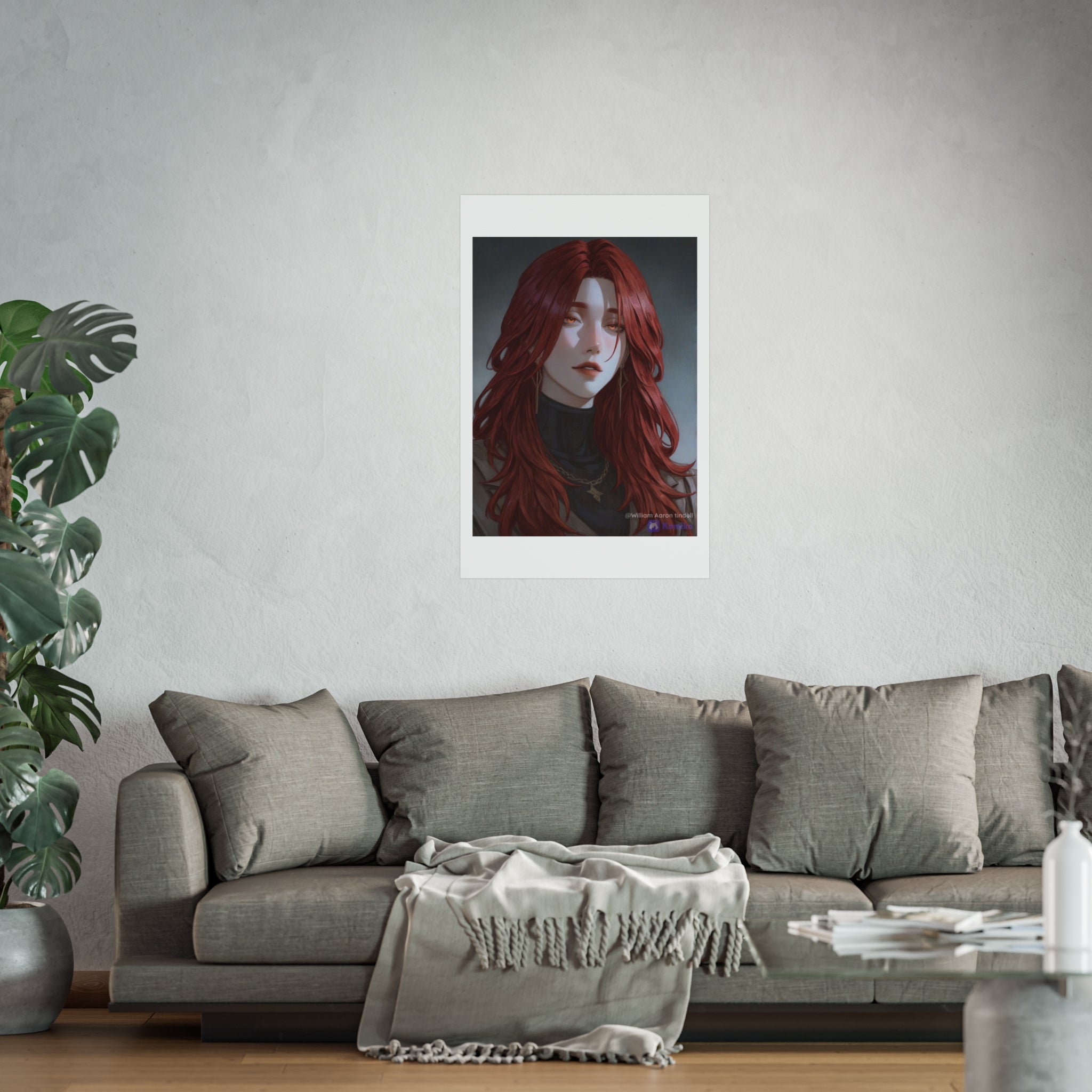 Fine Art Poster — Red-Haired Gothic Portrait, Moody Decorative Wall Art