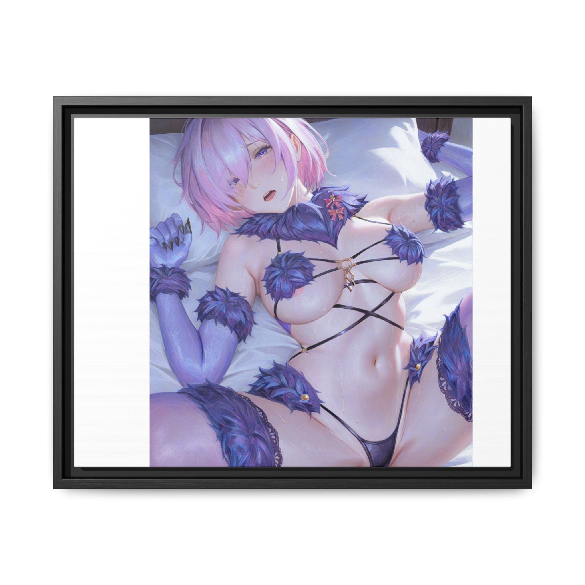 Framed Matte Canvas — Anime Pin-Up Lingerie Art Print