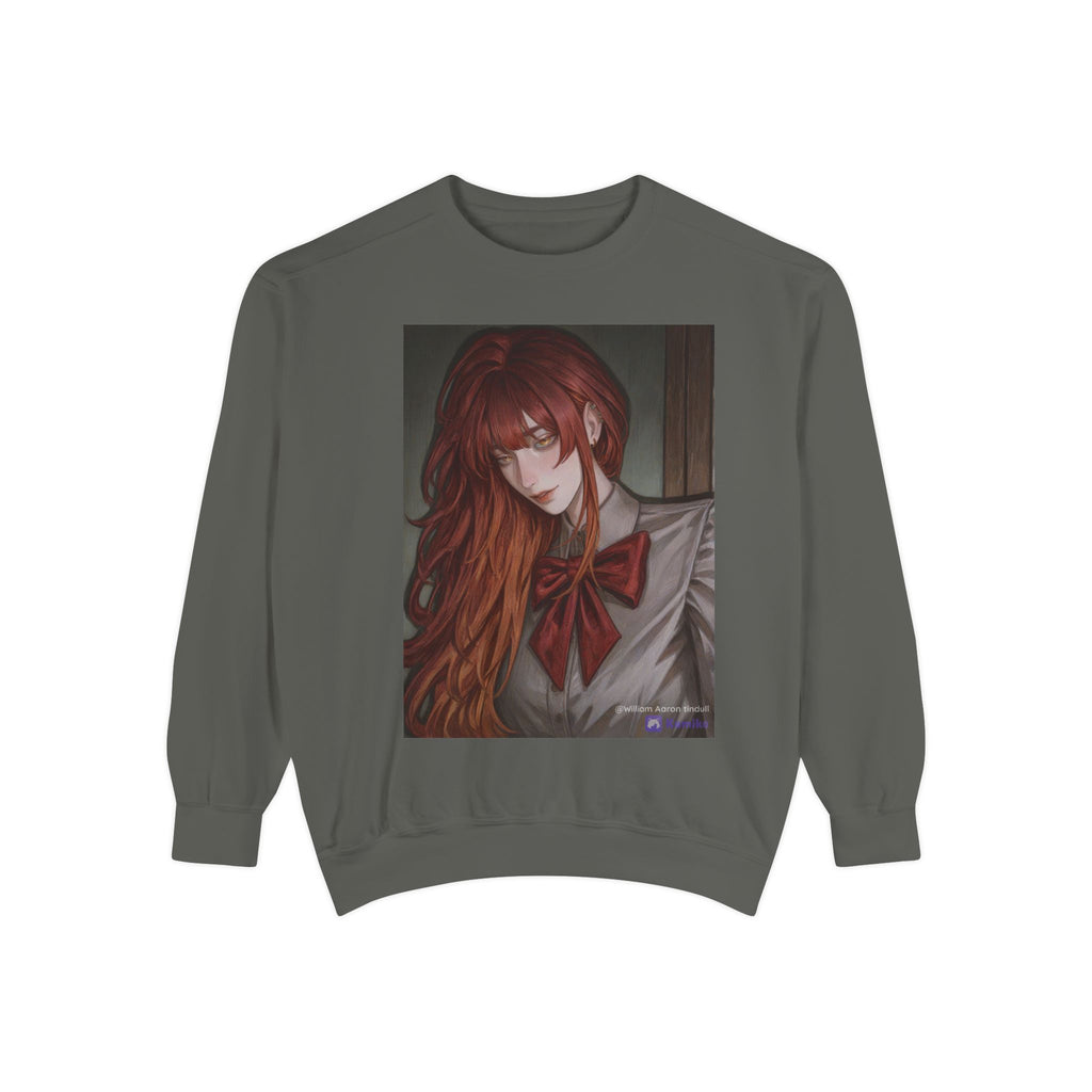 Anime Red-Headed Girl Sweatshirt — Gothic Schoolgirl Art Pullover