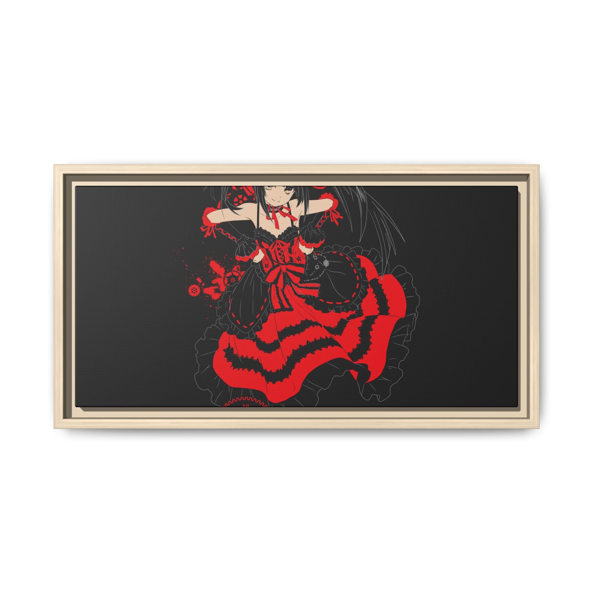 Anime Warrior Red Black Matte Canvas Print — Framed Wall Art
