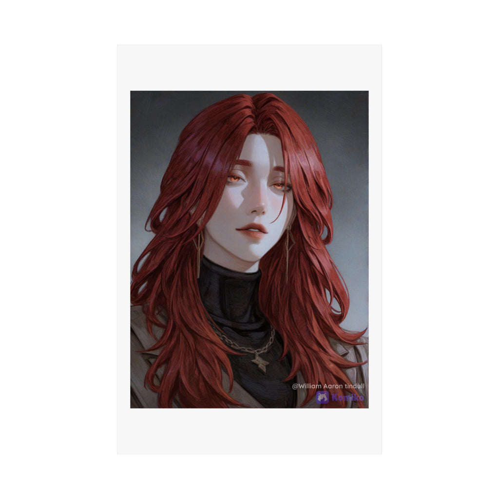 Red-Haired Muse Matte Vertical Poster — Moody Portrait Art Print