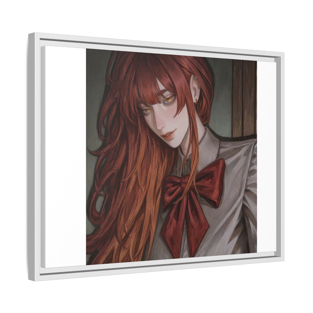 Framed Matte Canvas Print — Moody Red-Headed Anime Girl Art