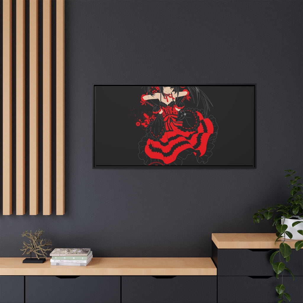 Anime Warrior Red Black Matte Canvas Print — Framed Wall Art