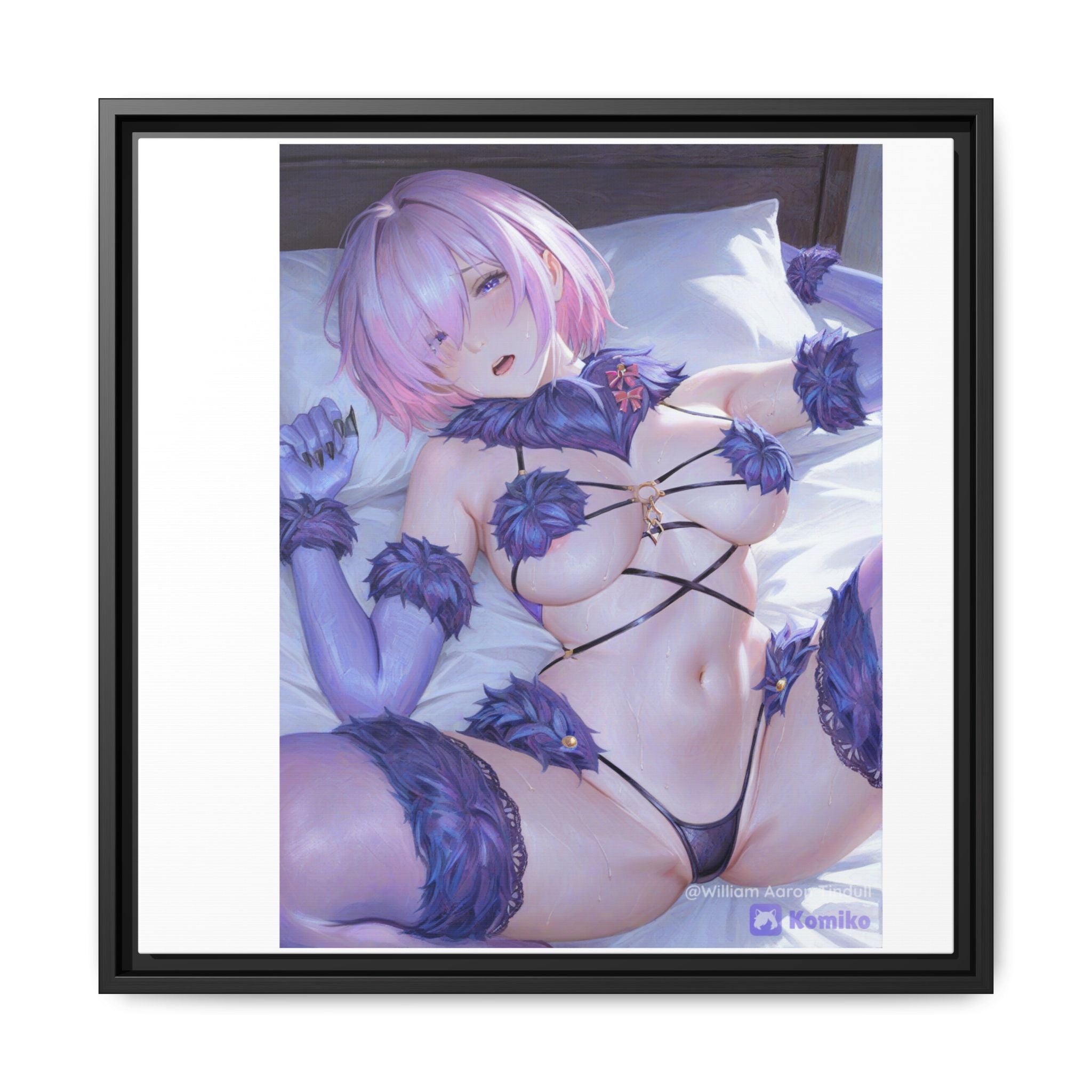 Framed Matte Canvas — Anime Pin-Up Lingerie Art Print