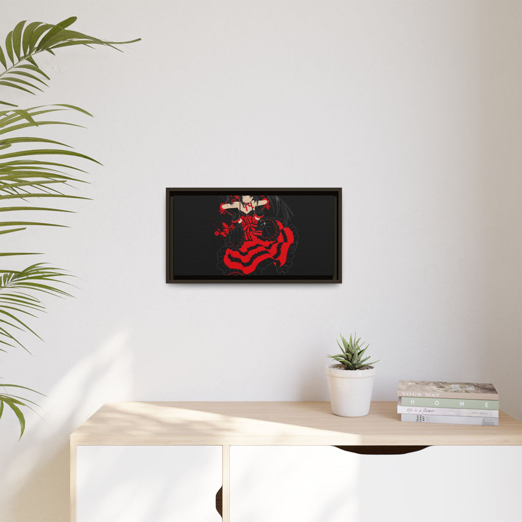 Anime Warrior Red Black Matte Canvas Print — Framed Wall Art