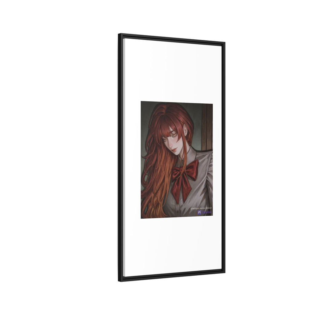 Framed Matte Canvas Print — Moody Red-Headed Anime Girl Art